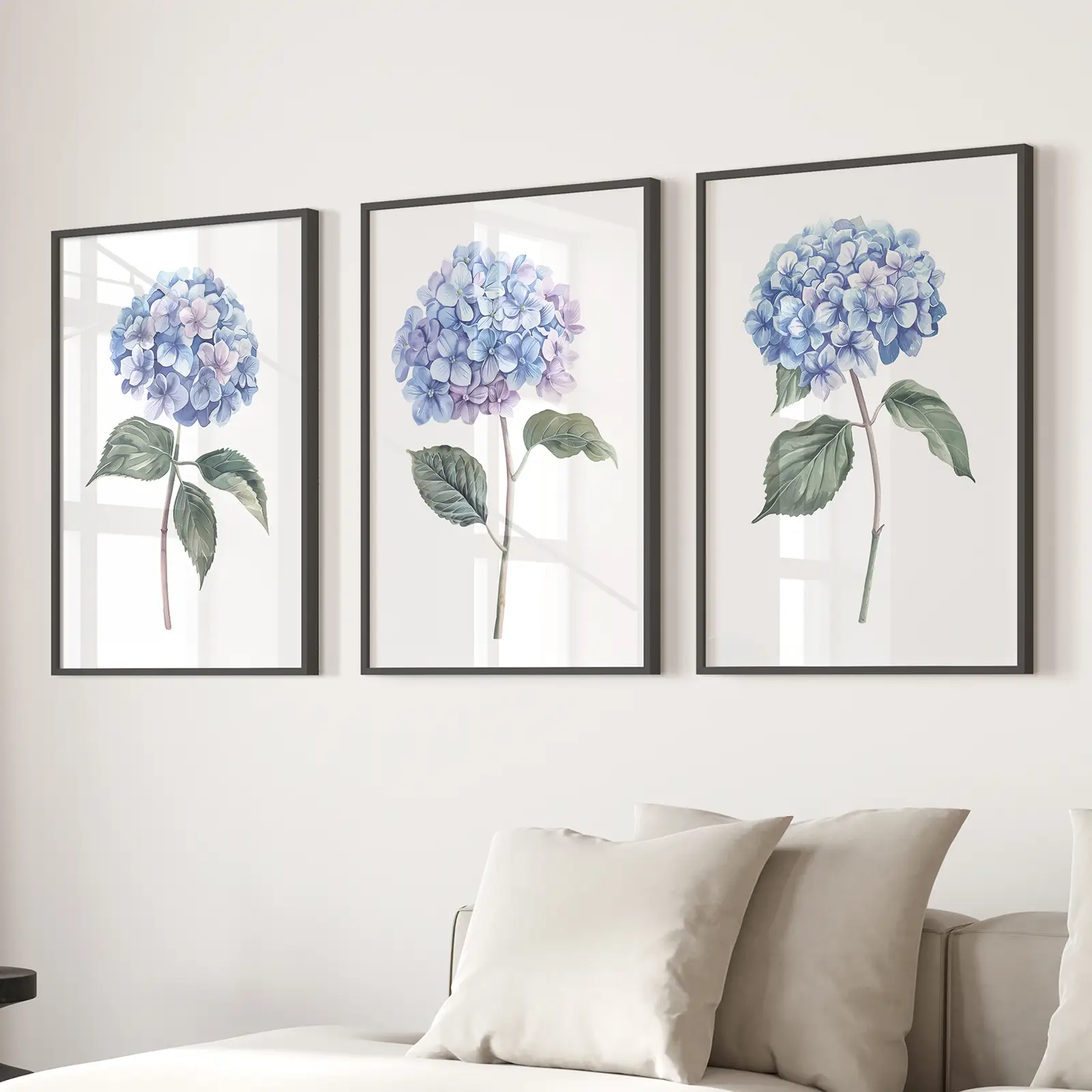 Light Blue Hydrangea Flower Wall Art Poster Set - Image 4