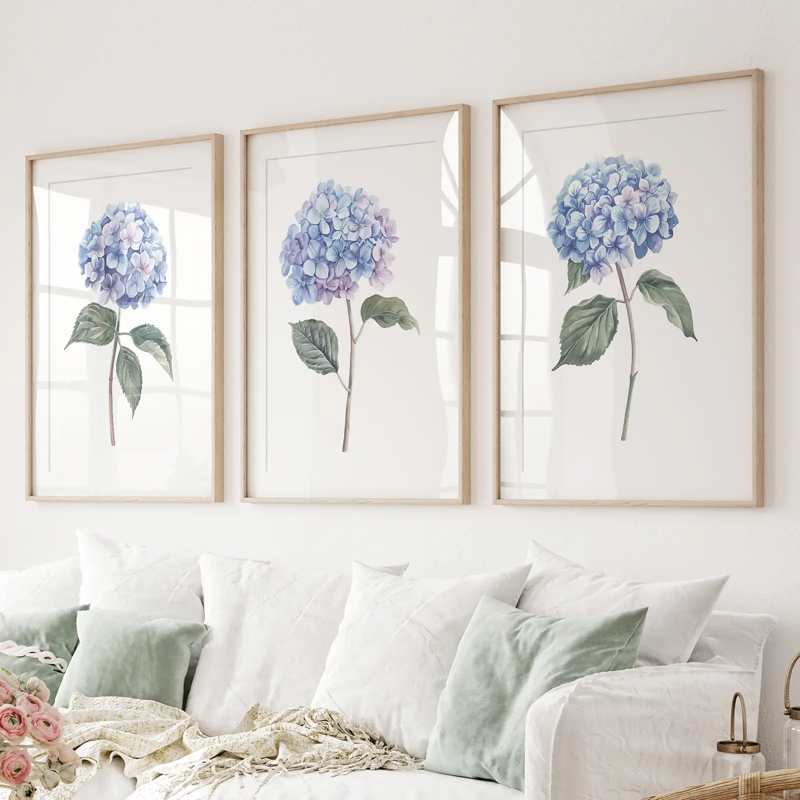 Light Blue Hydrangea Flower Wall Art Poster Set - Image 7