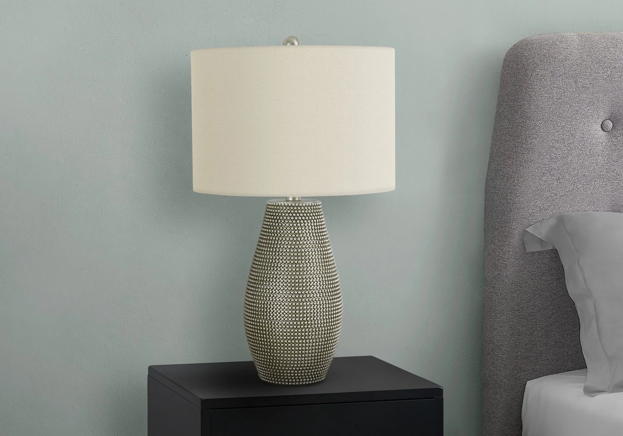 Lighting, 24'h, Table Lamp, Grey Resin, Ivory / Cream Shade, Contemporary - Image 7