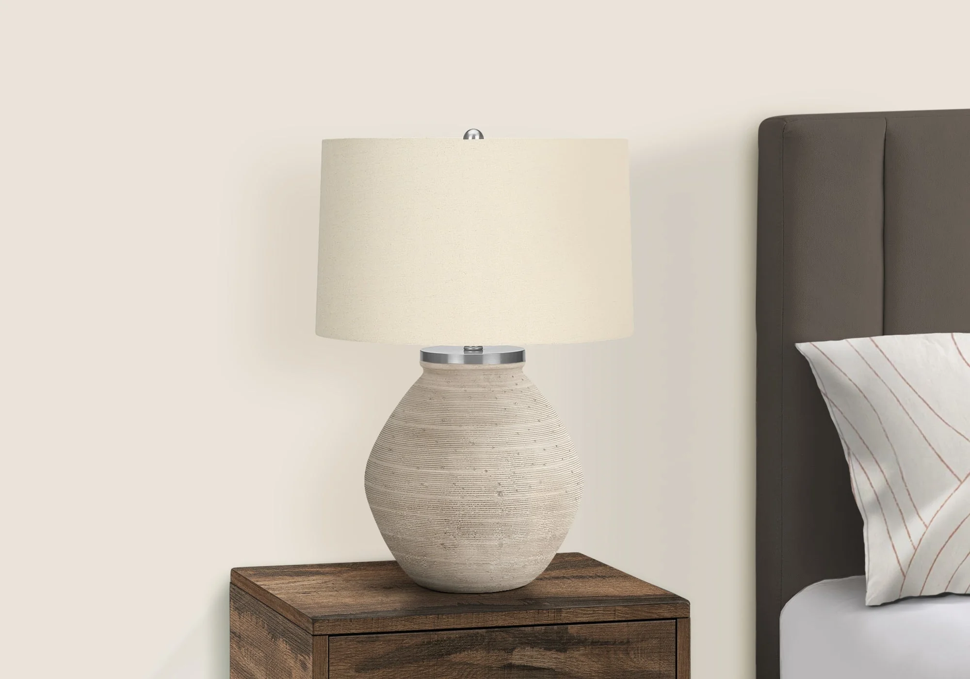 Lighting, 25'h, Table Lamp, Cream Concrete, Beige Shade, Contemporary - Image 4