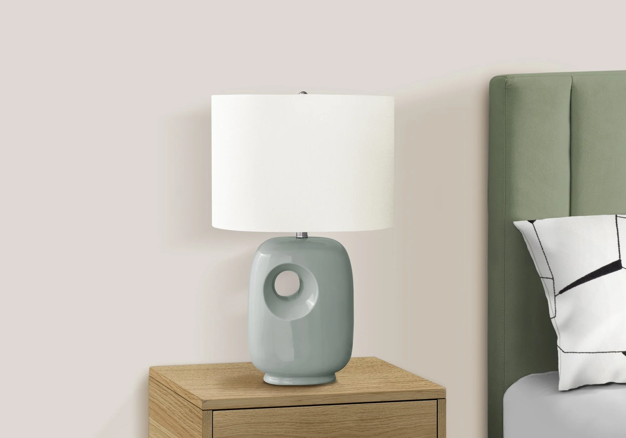 Lighting, 26'h, Table Lamp, Green Ceramic, Ivory / Cream Shade, Contemporary, Modern - Image 3