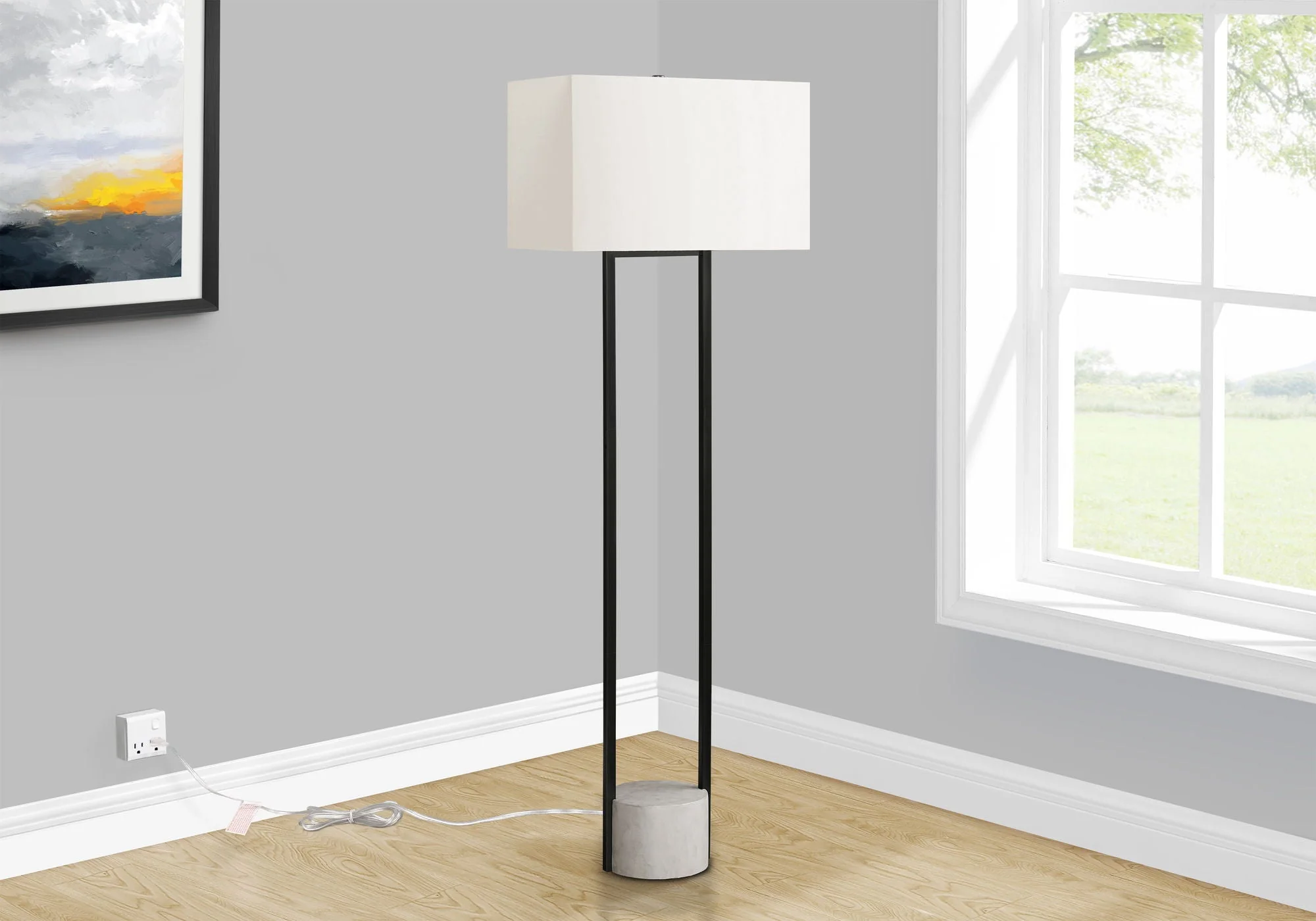 Lighting, Floor Lamp, Contemporary - Black / Beige - Image 4