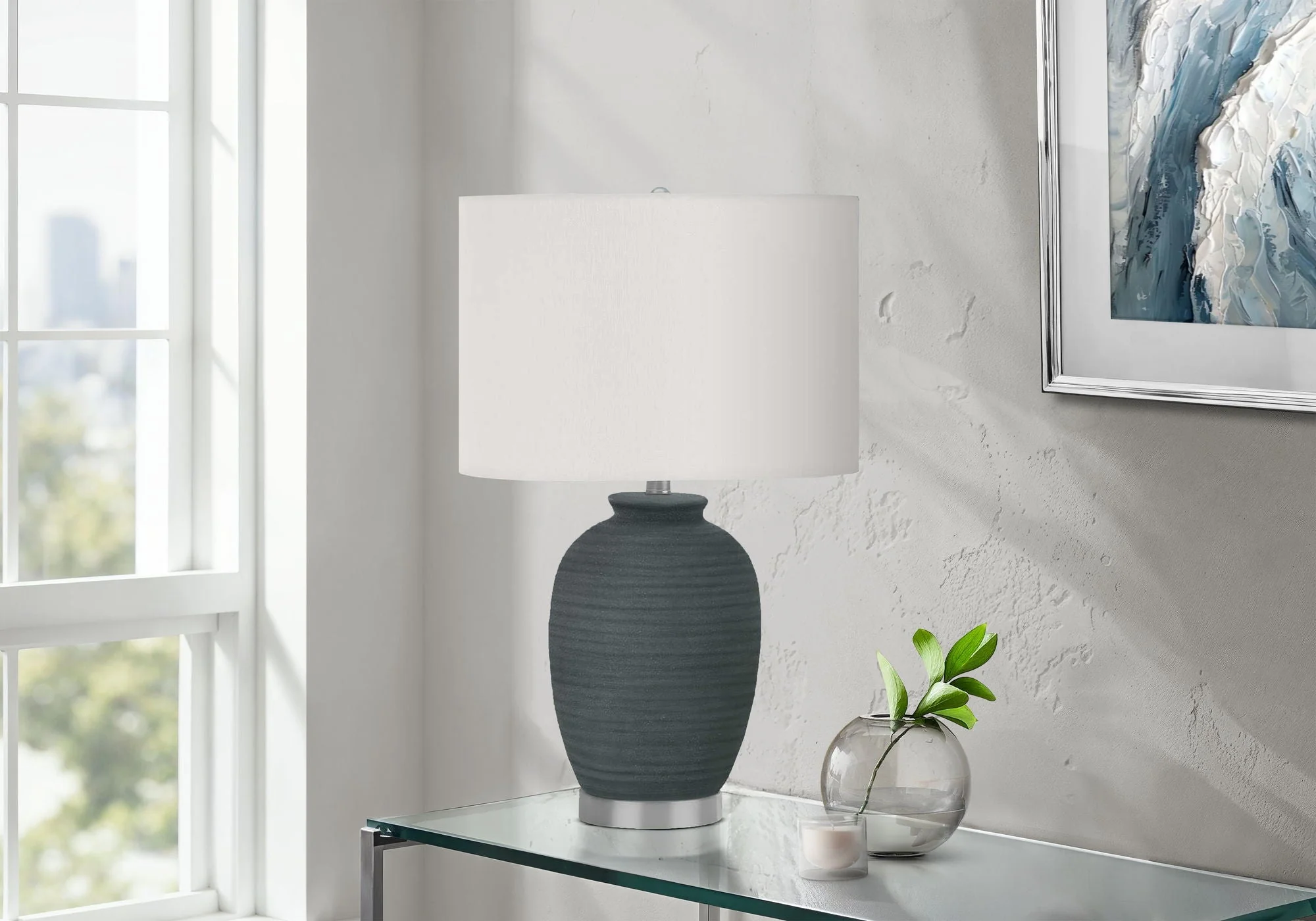 Lighting, Table Lamp, Ceramic, Contemporary - Blue