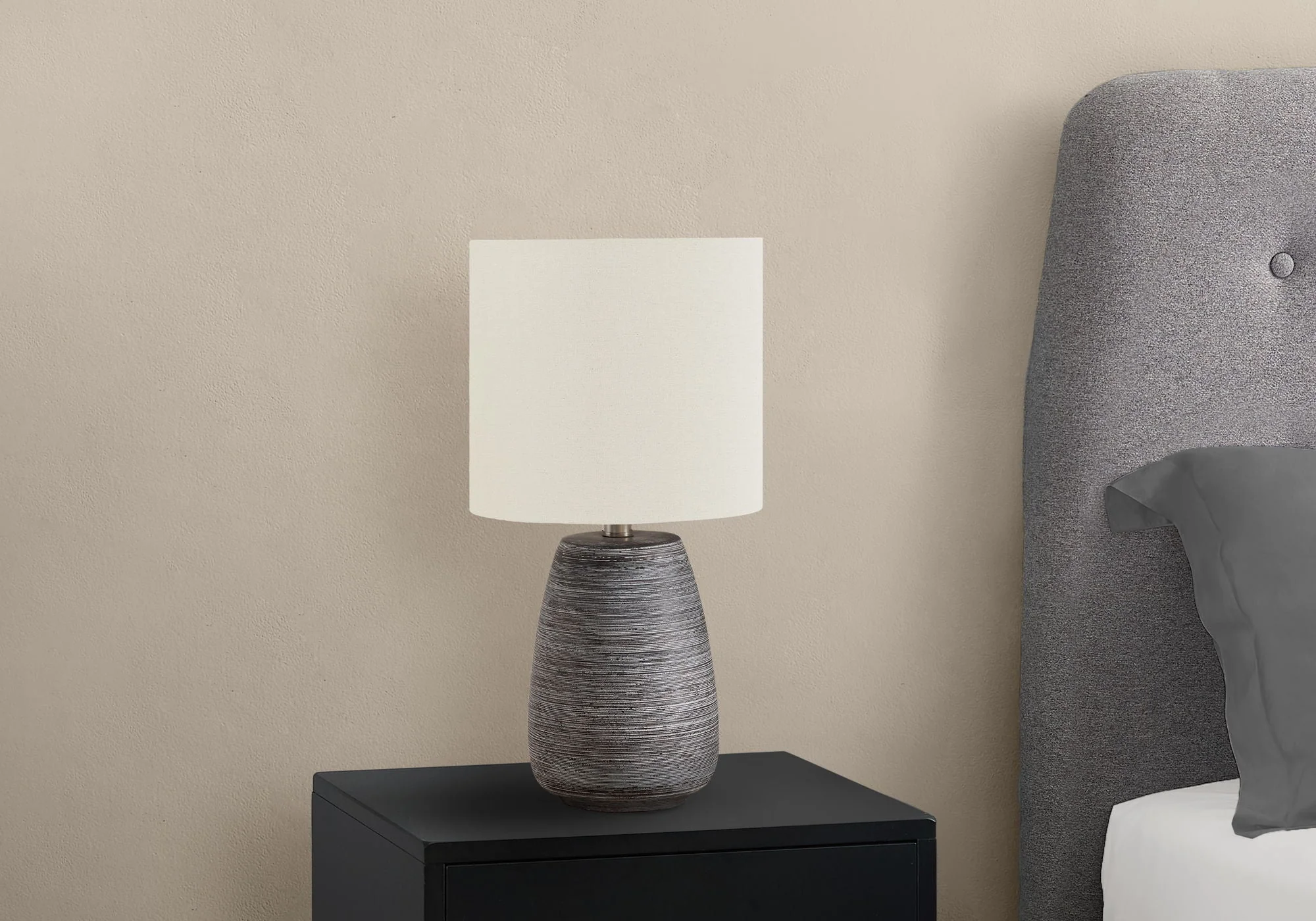 Lighting, Table Lamp, Ceramic, Contemporary - Gray / Cream - Image 2