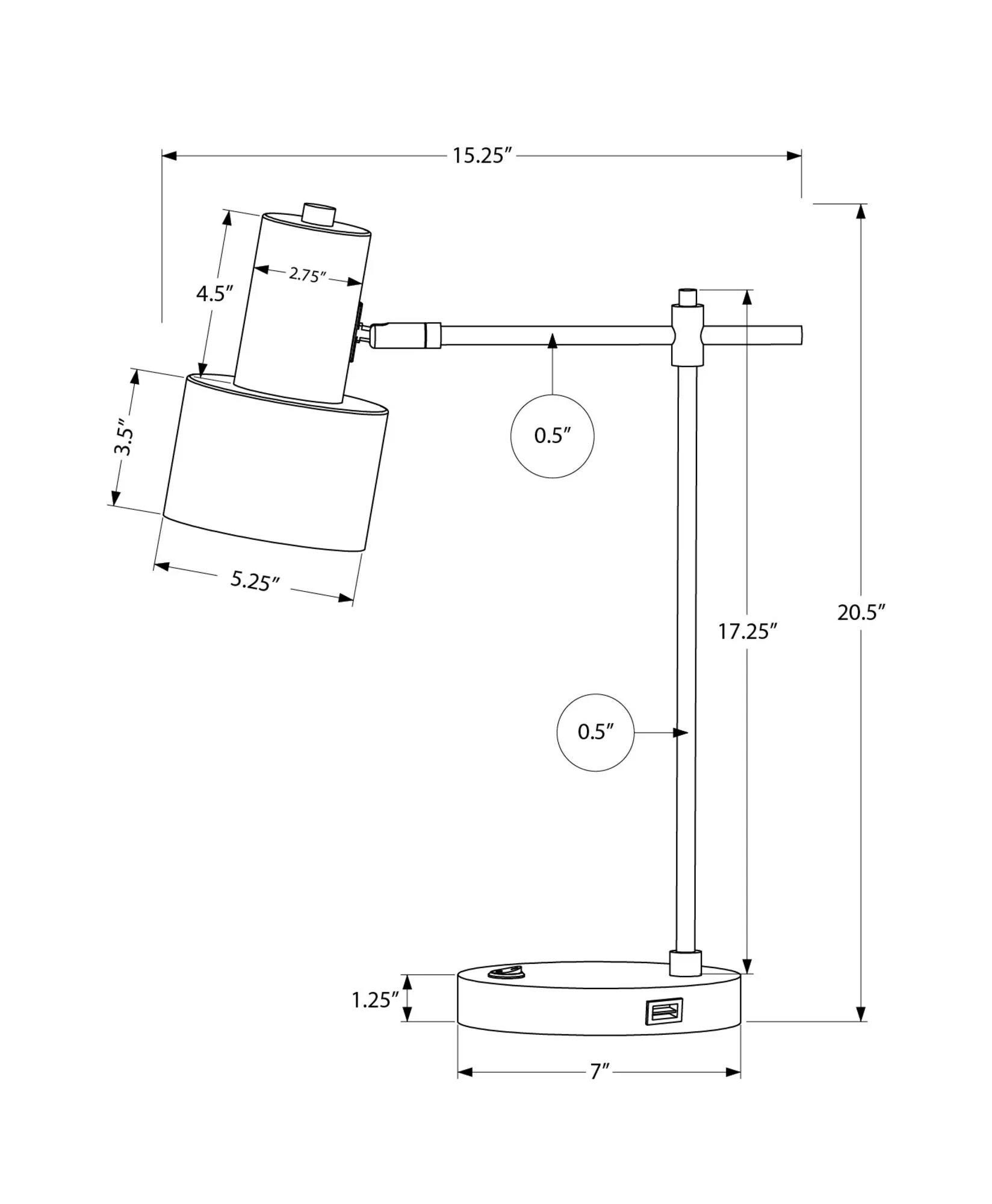 Lighting, Table Lamp, USB Port Included, Modern - Black - Image 3