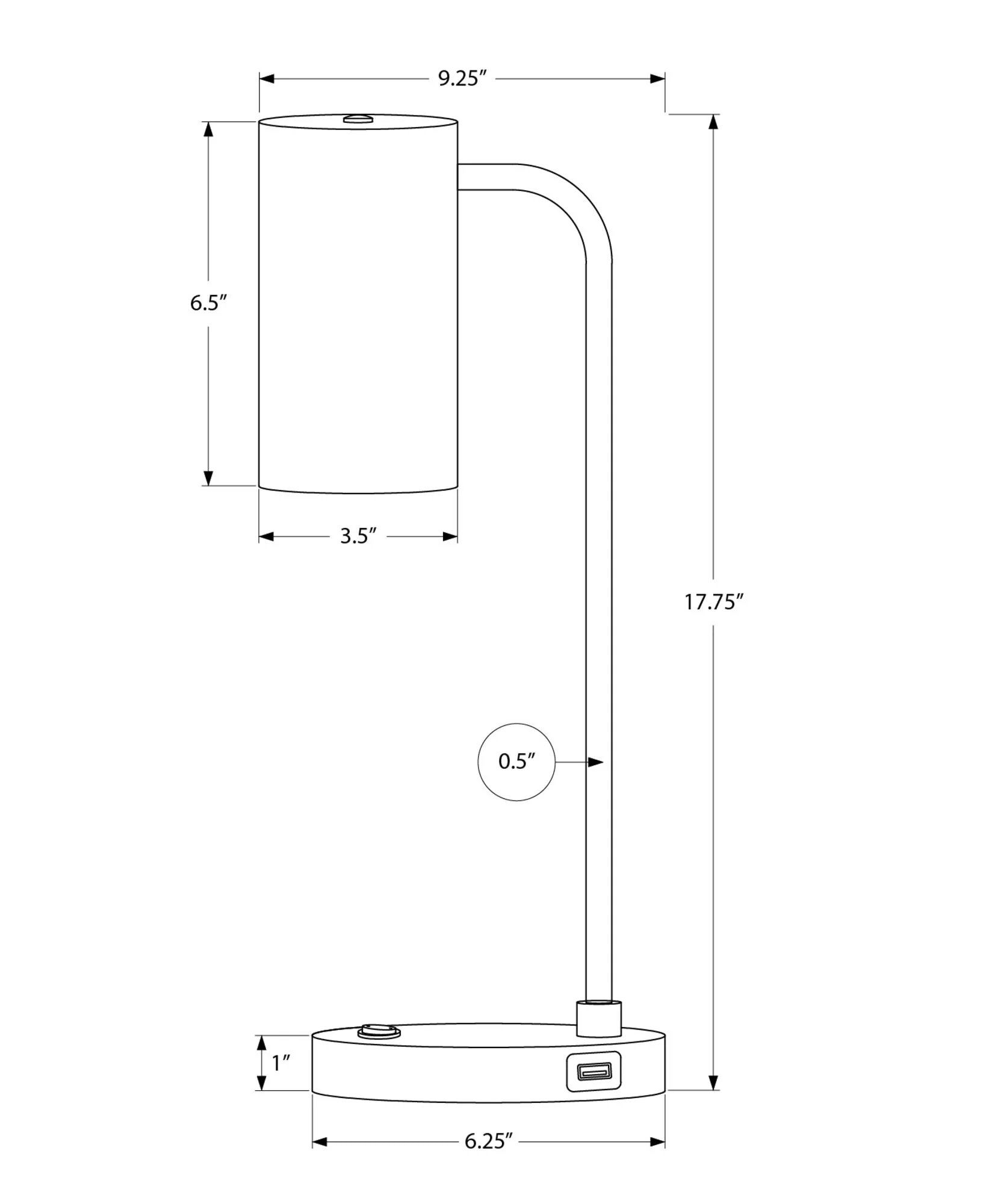 Lighting, Table Lamp, USB Port Included, Modern - Gray - Image 2