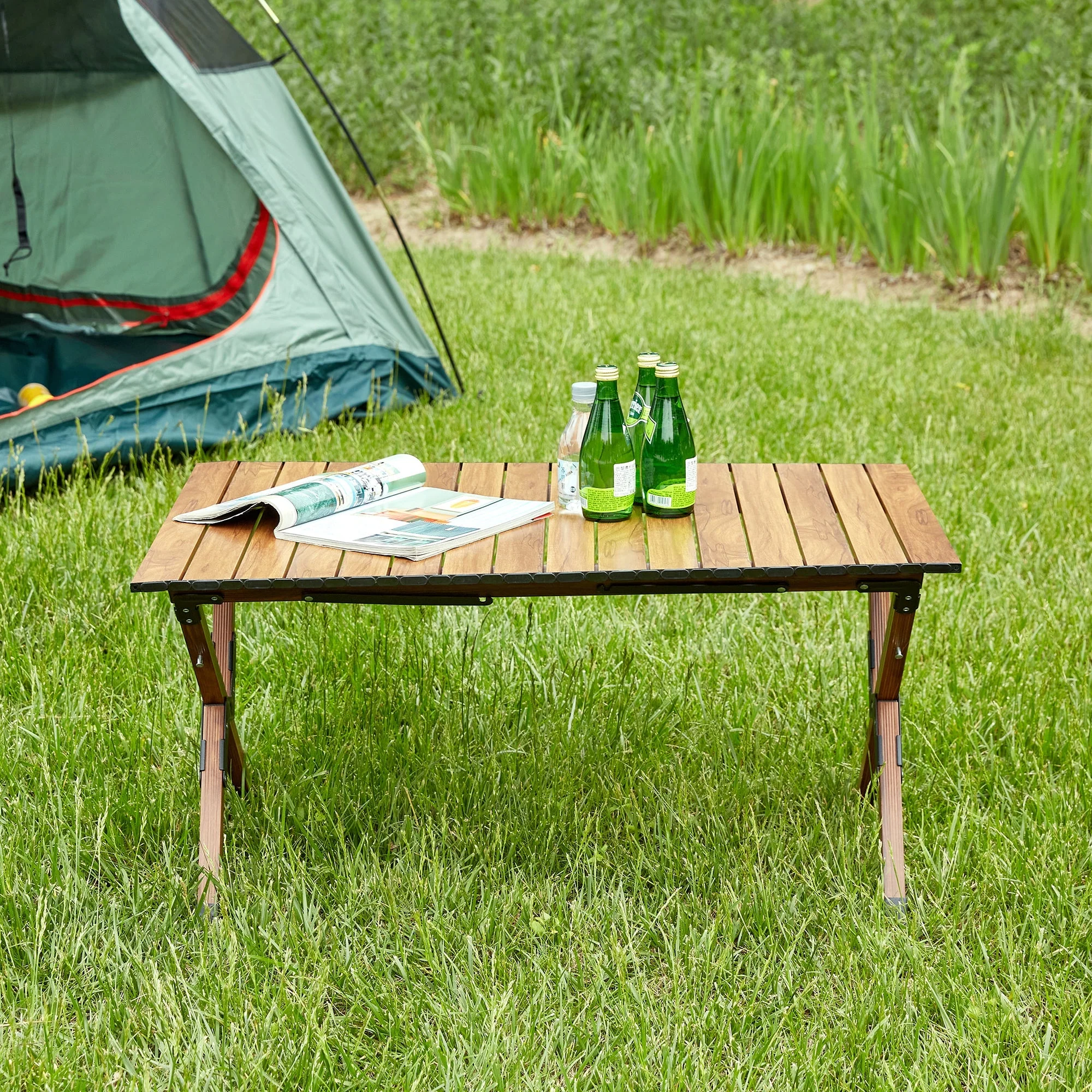 Lightweight Aluminum Roll-Up Rectangular Outdoor Table - Image 2