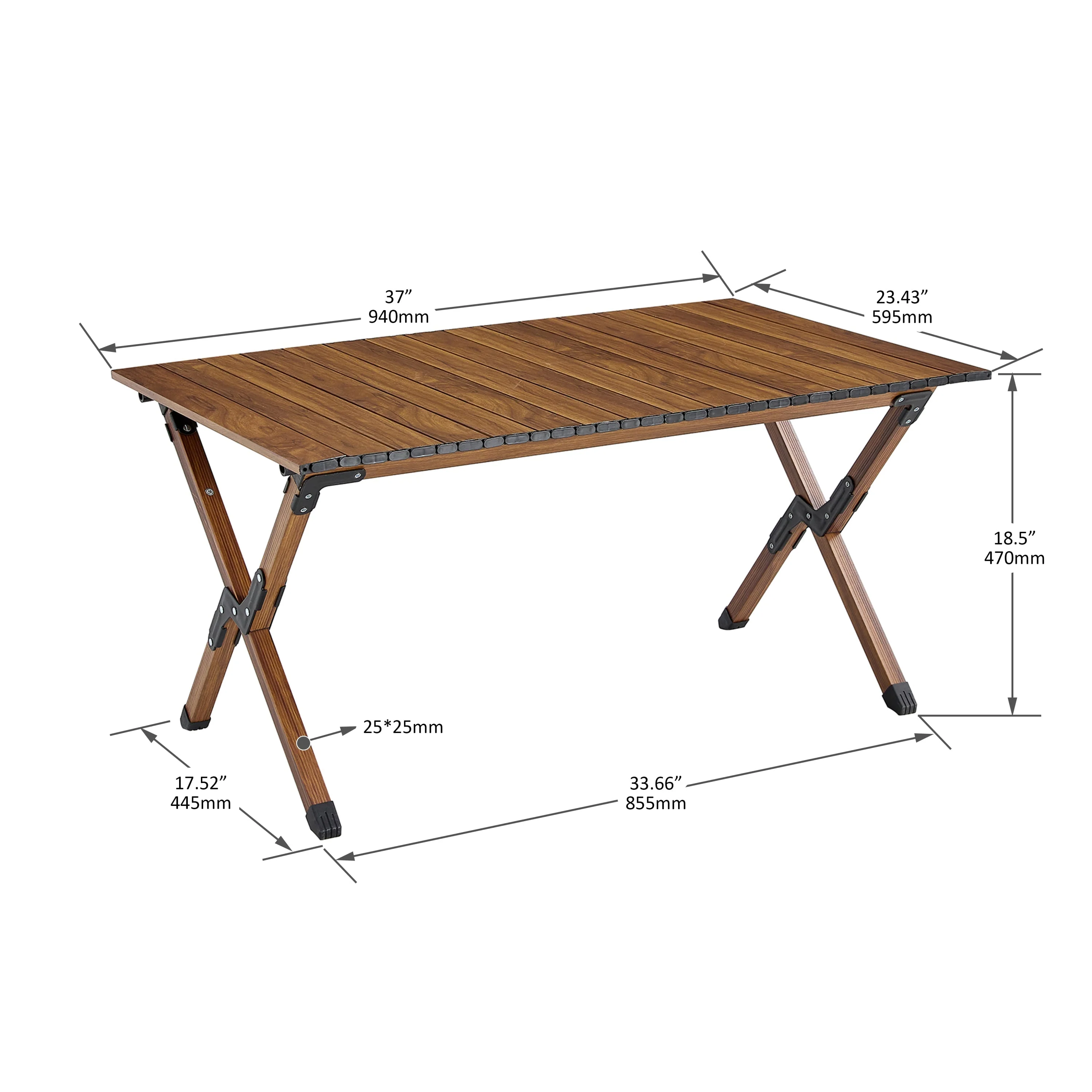 Lightweight Aluminum Roll-Up Rectangular Outdoor Table - Image 3