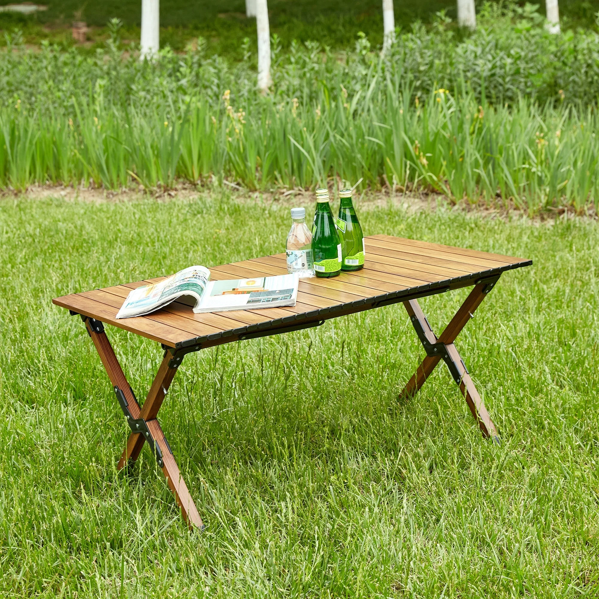 Lightweight Aluminum Roll-Up Rectangular Outdoor Table - Image 4