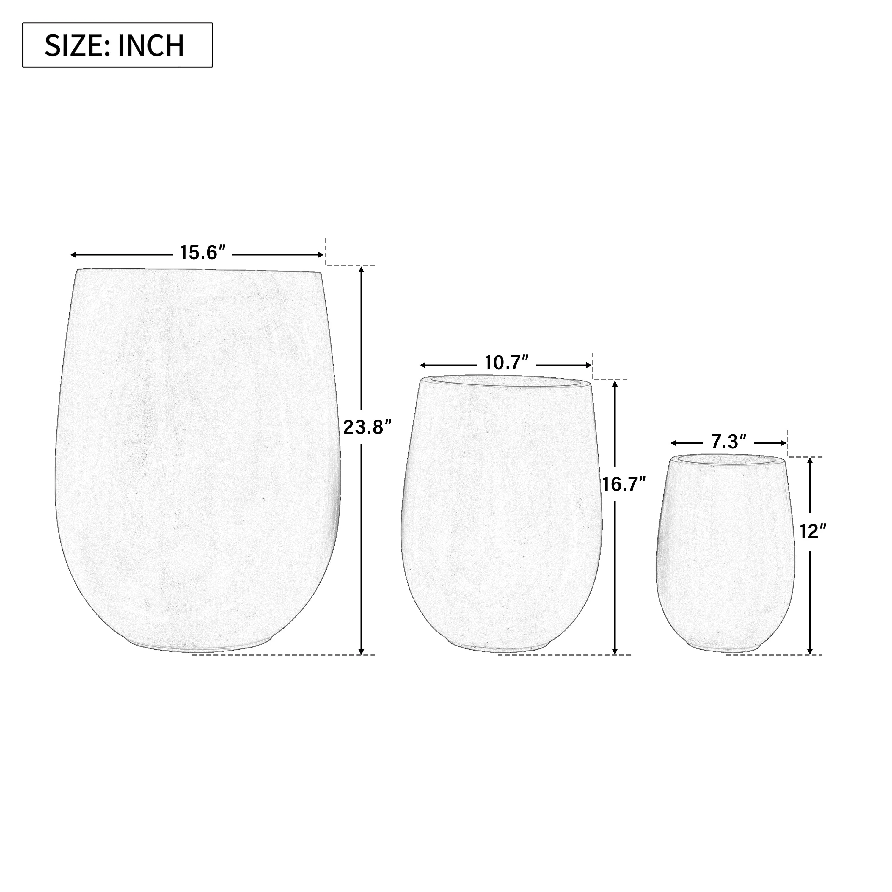 Lightweight Round MGO Outdoor Planter Set - 3 Sizes - Image 11