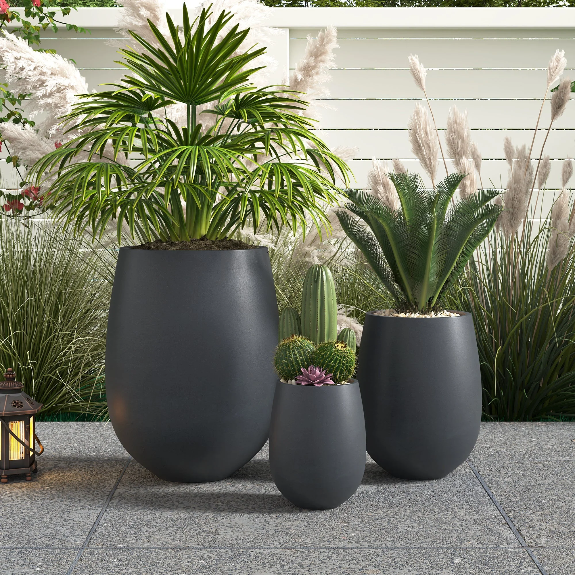 Lightweight Round MGO Outdoor Planter Set - 3 Sizes - Image 3