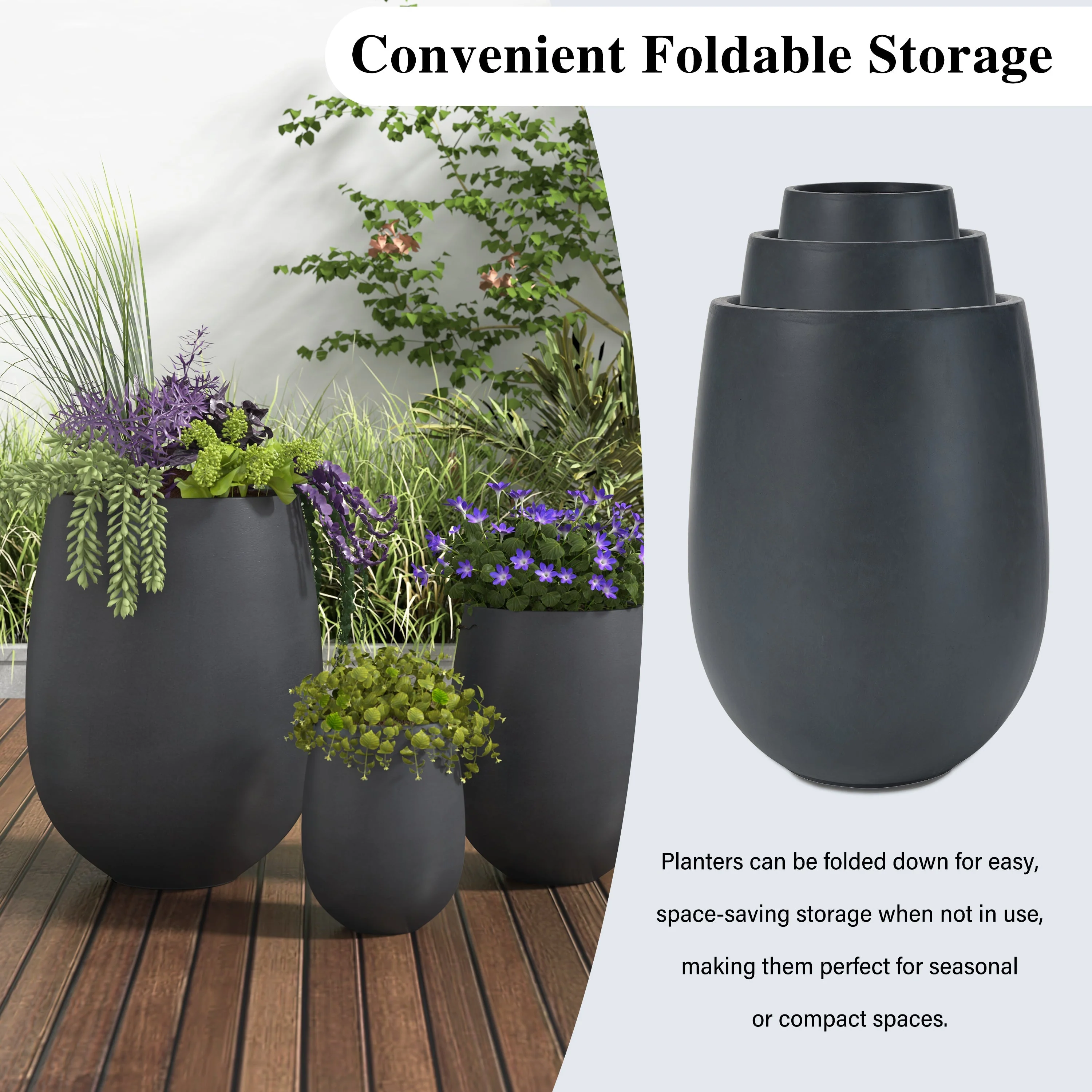 Lightweight Round MGO Outdoor Planter Set - 3 Sizes - Image 9
