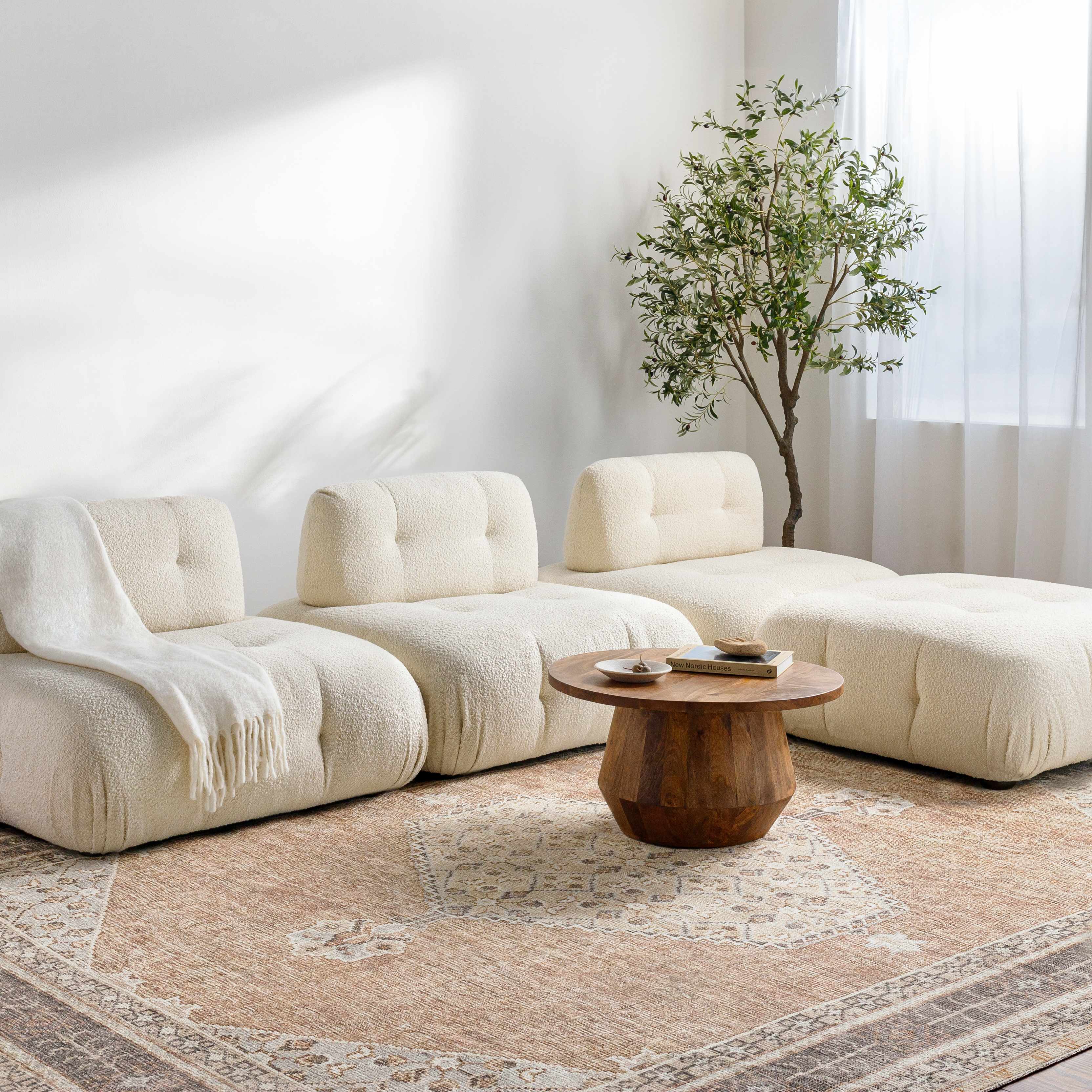 Lila Medallion Tan Area Rug - Image 3