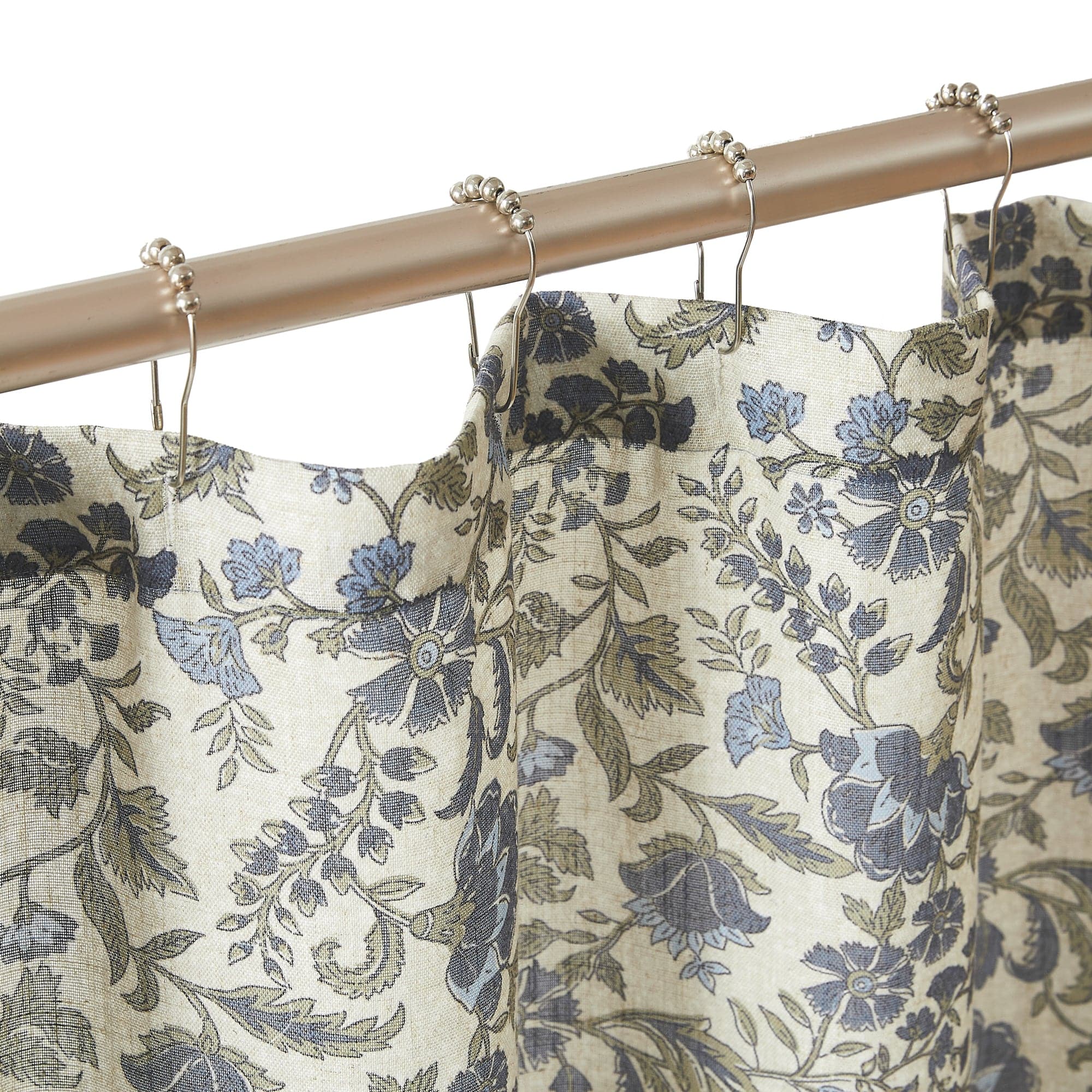 Lillian Block Print Linen Textured Shower Curtain - Image 2