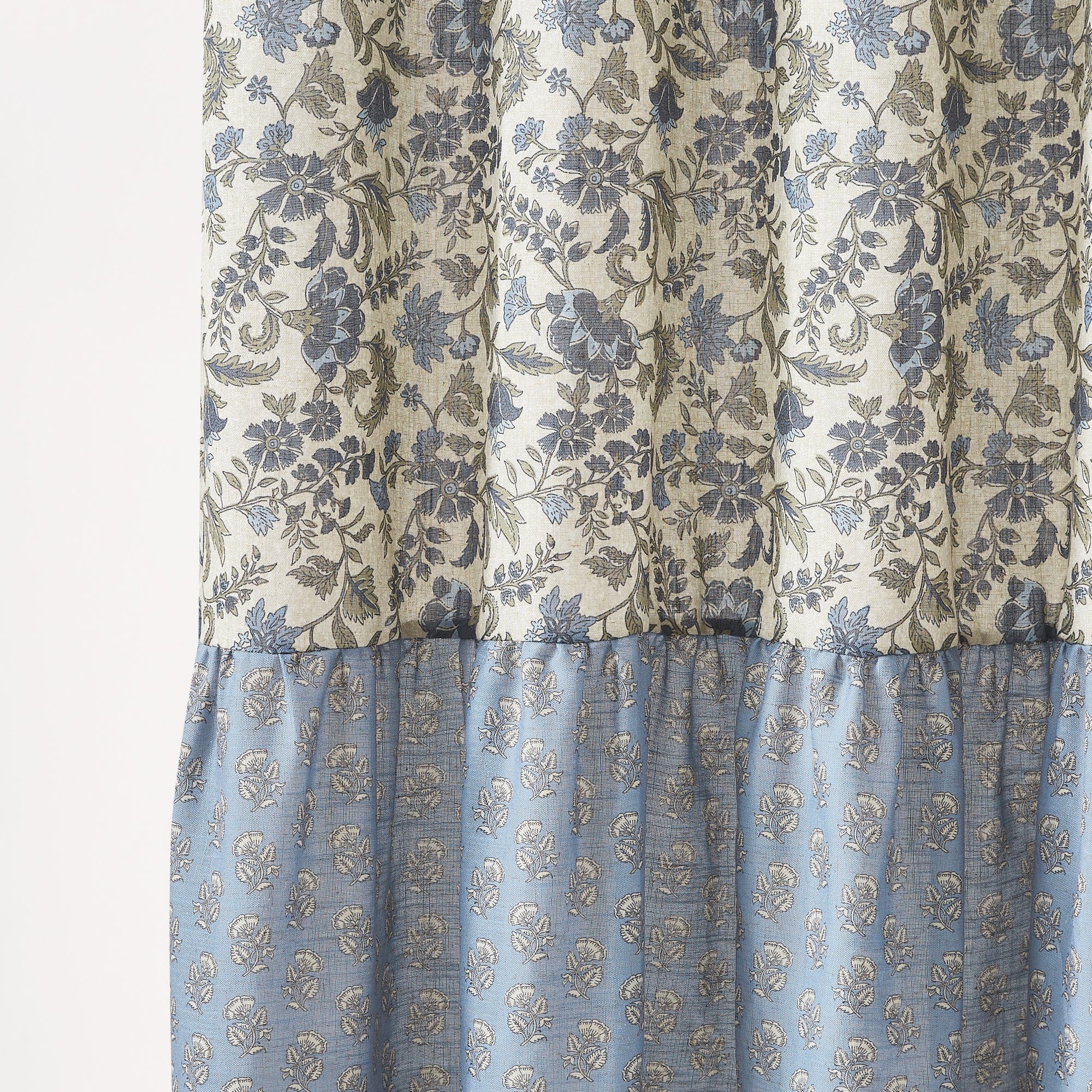 Lillian Block Print Linen Textured Shower Curtain - Image 3