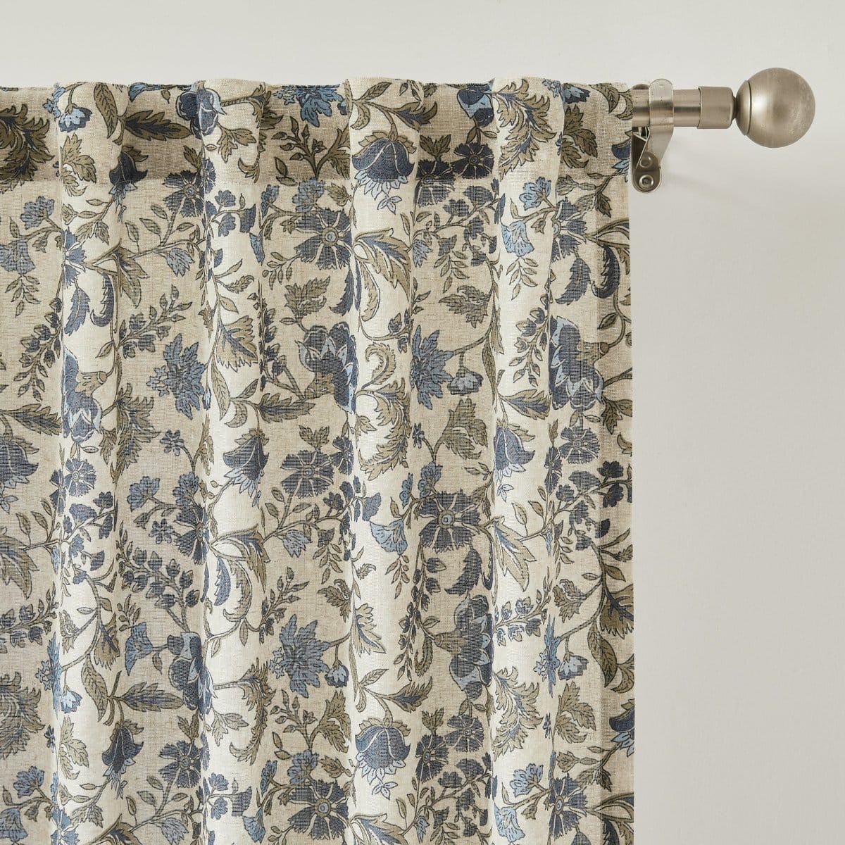 Lillian Block Print Linen Textured Window Curtain Panels - Image 4