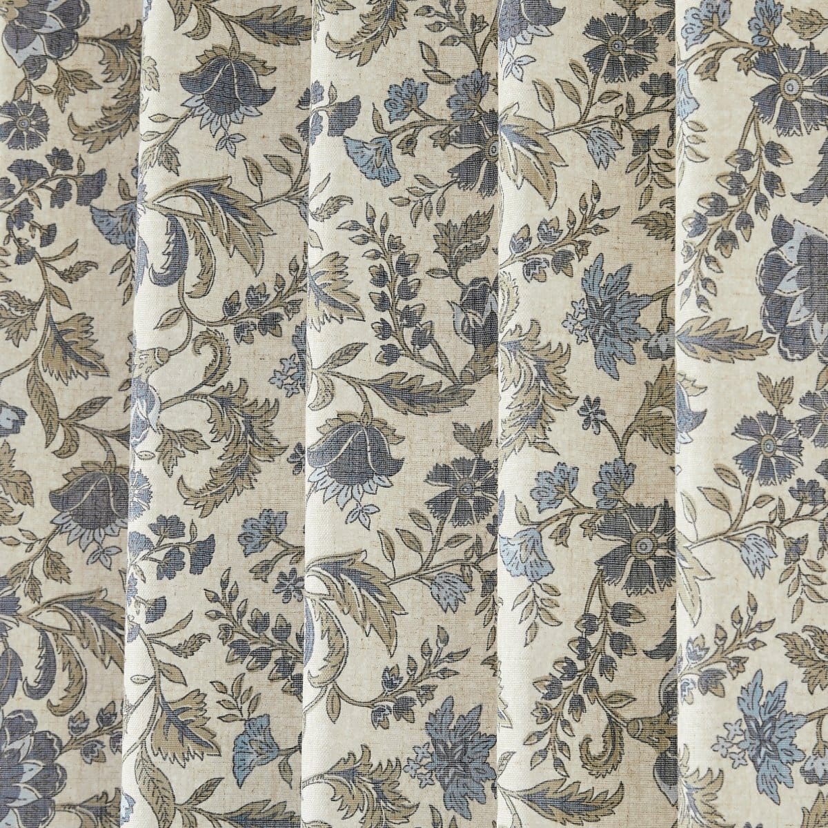Lillian Block Print Linen Textured Window Curtain Panels - Image 6
