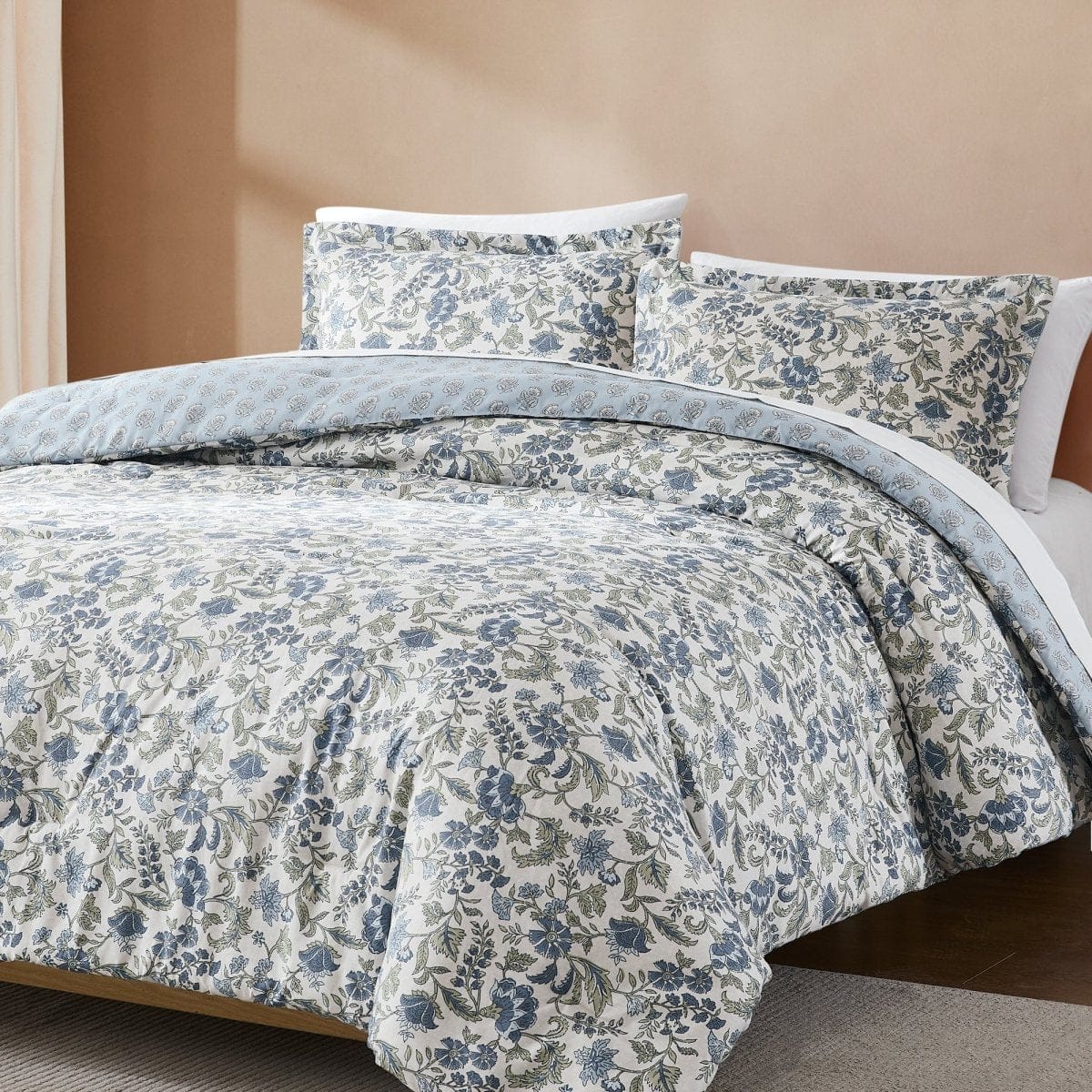 Lillian Block Print Reversible Comforter Set 3Pc - Image 10