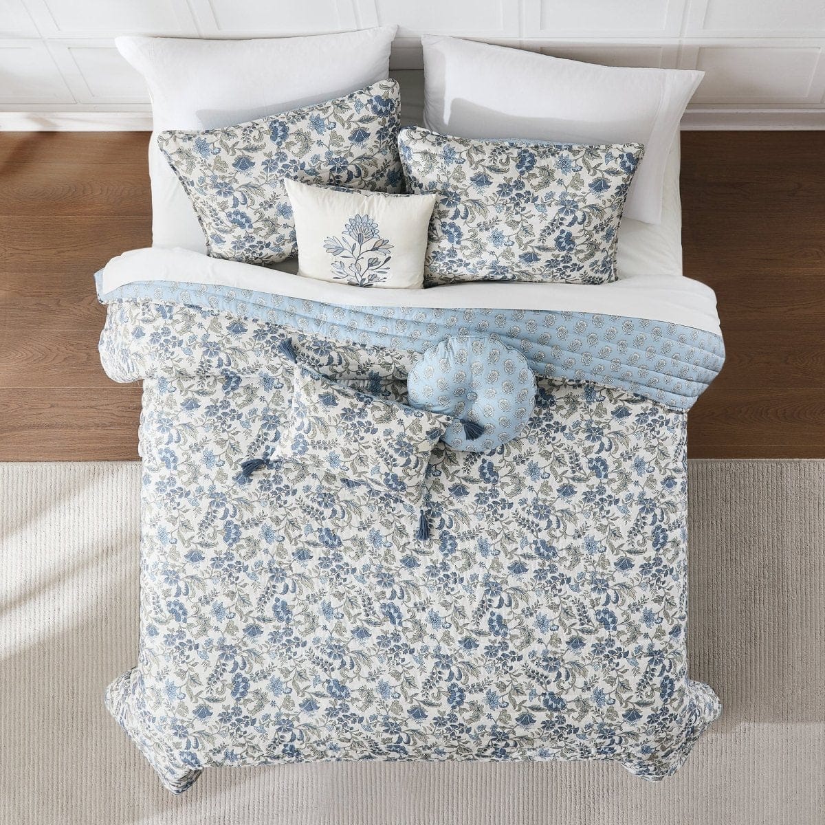 Lillian Block Print Reversible Quilt 6 Set - Image 10