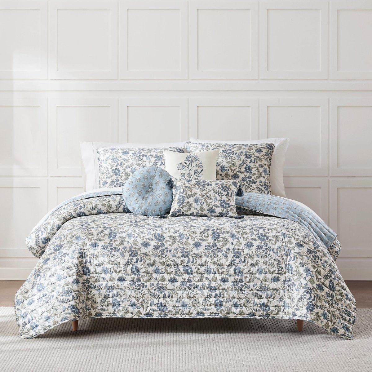 Lillian Block Print Reversible Quilt 6 Set - Image 8