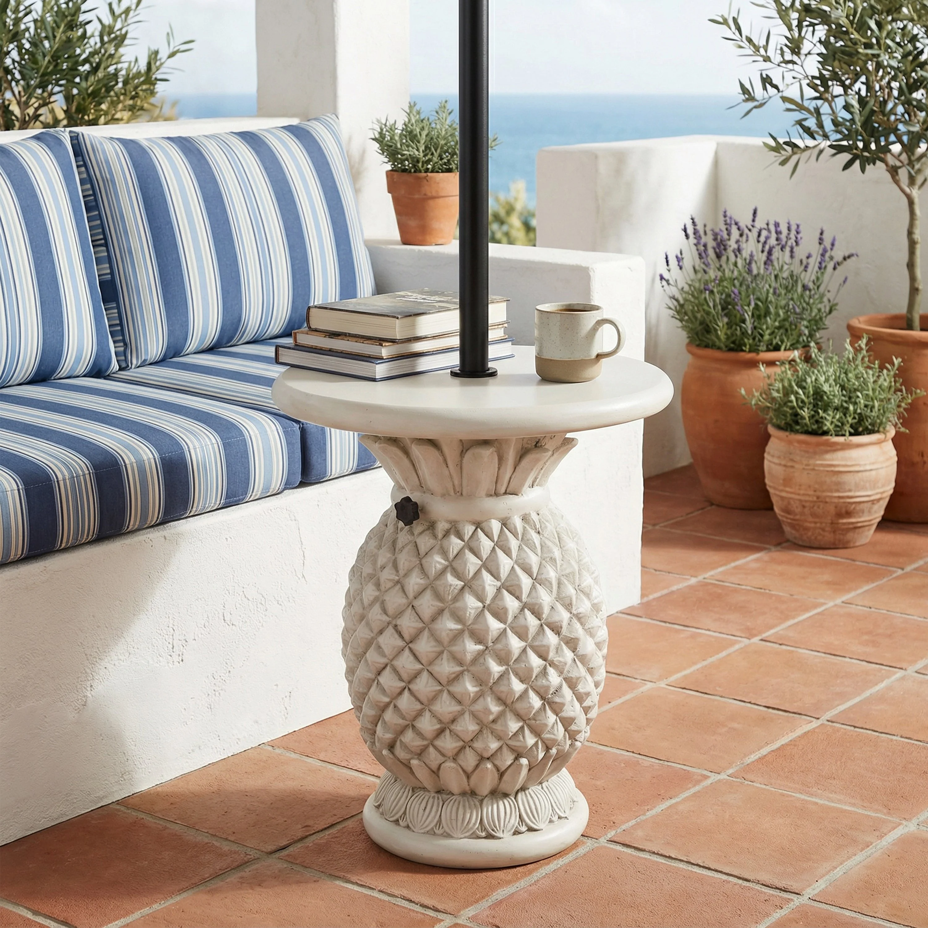 Lillian Outdoor Pineapple-Shaped Magnesium Oxide Umbrella Base - Image 2