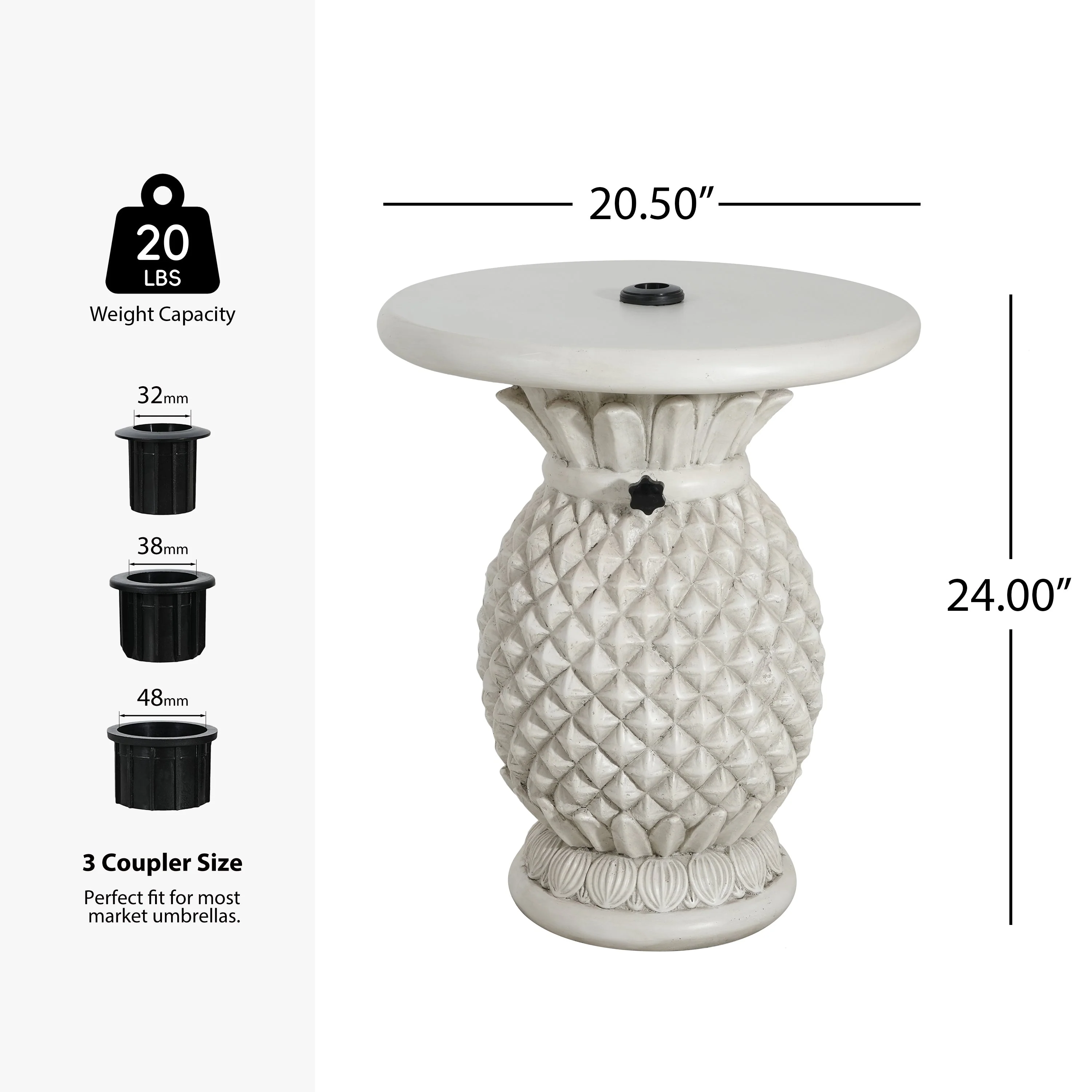 Lillian Outdoor Pineapple-Shaped Magnesium Oxide Umbrella Base - Image 3