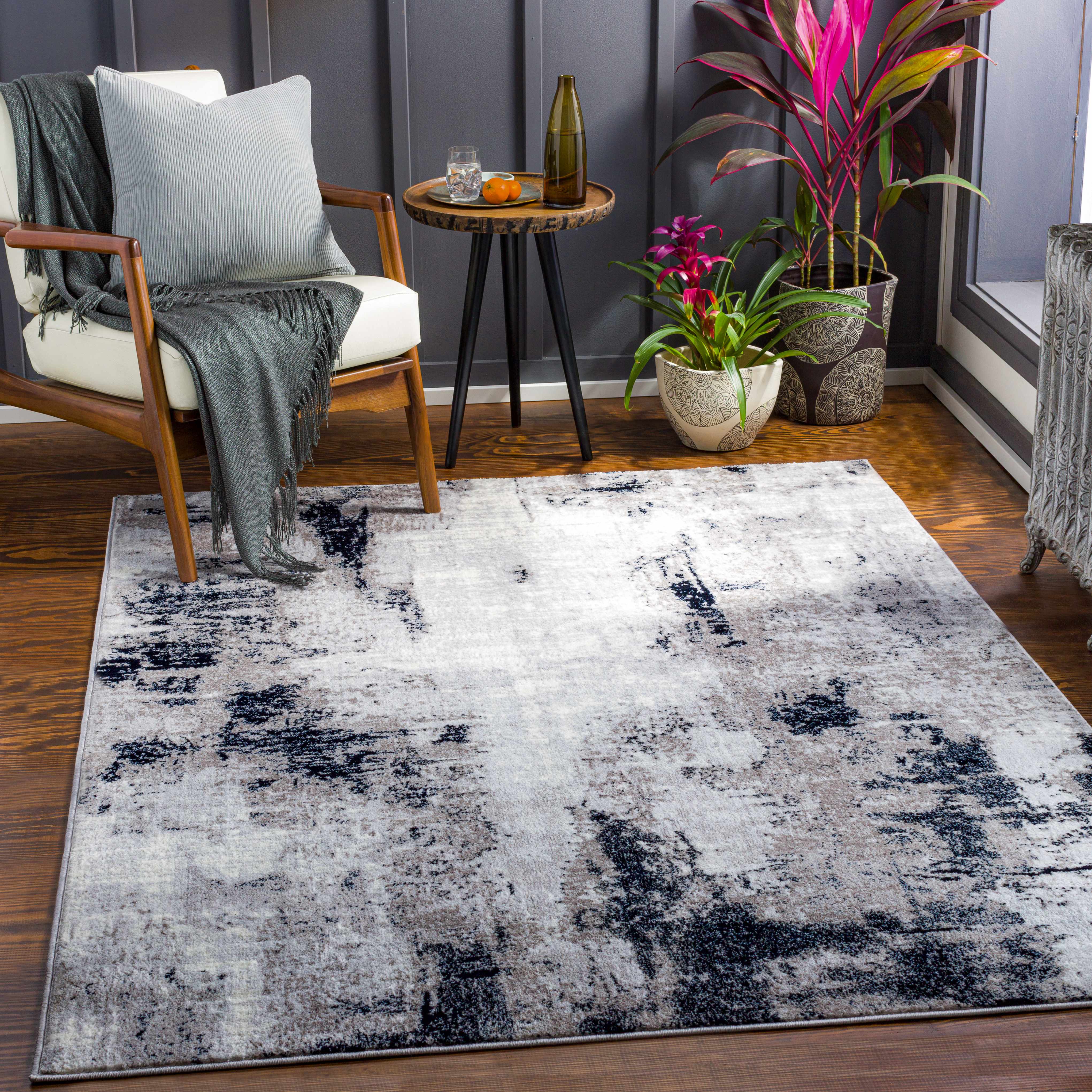 Limao Abstract Denim Area Rug - Image 2