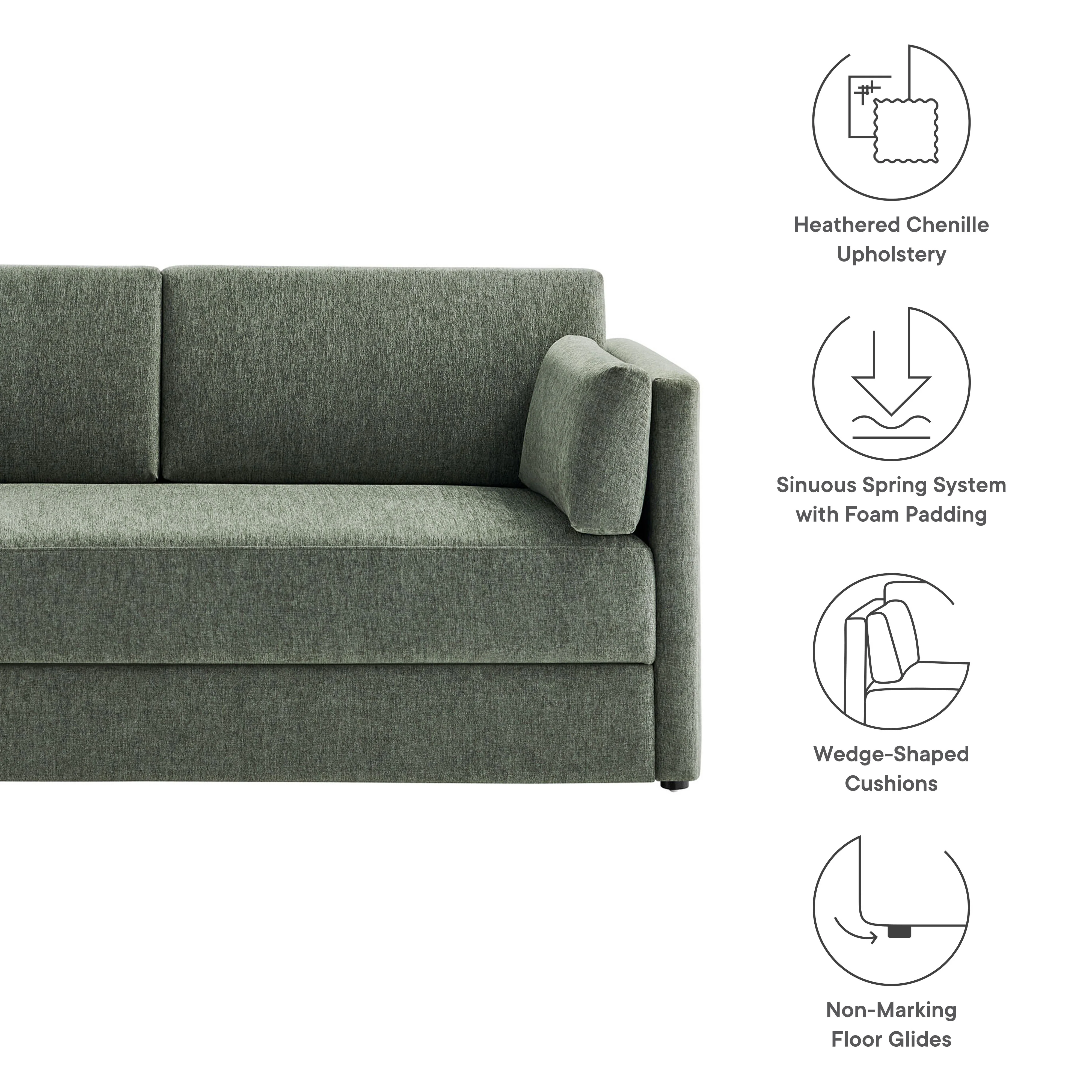 Linden Upholstered Heathered Chenille Small Sofa - Image 2