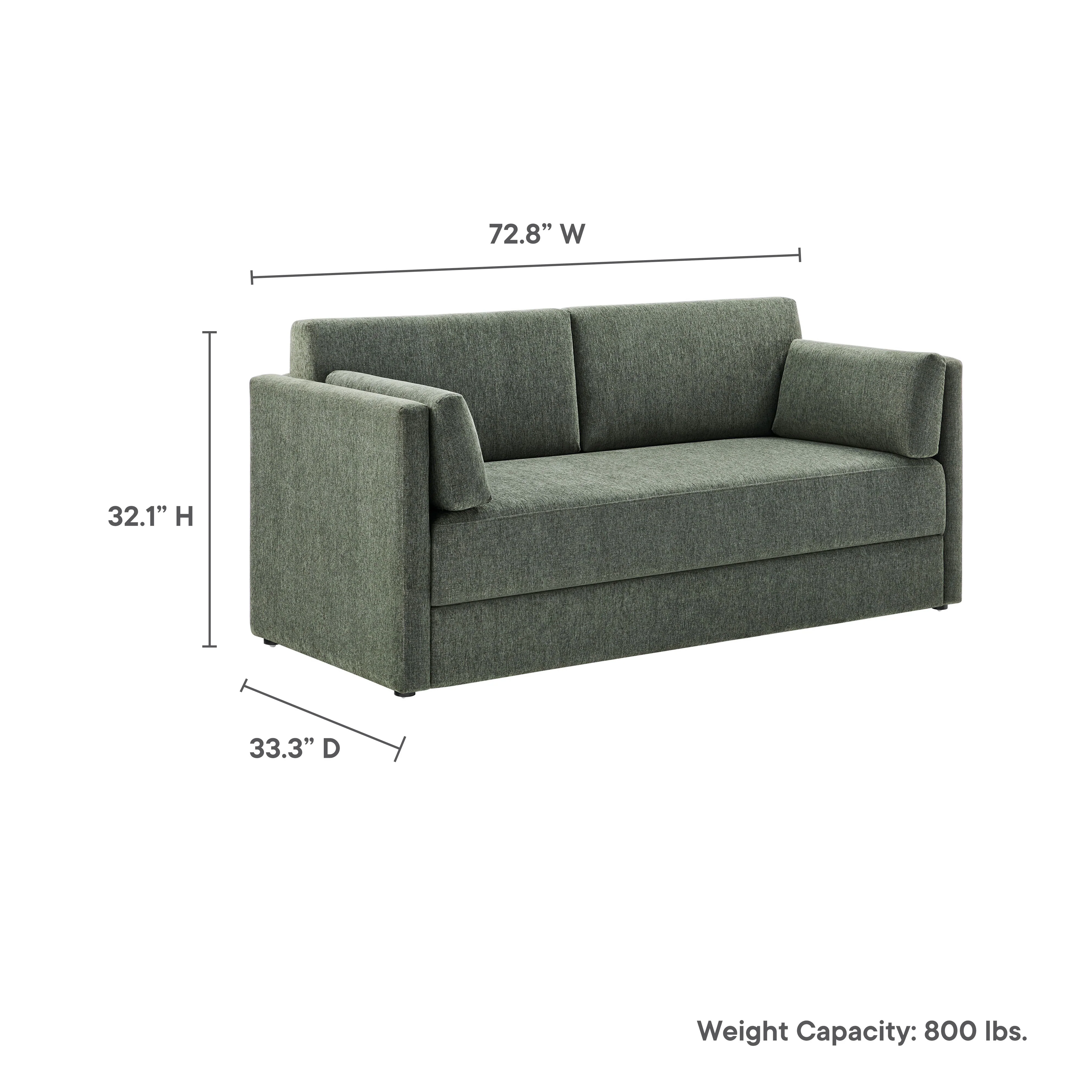 Linden Upholstered Heathered Chenille Small Sofa - Image 3