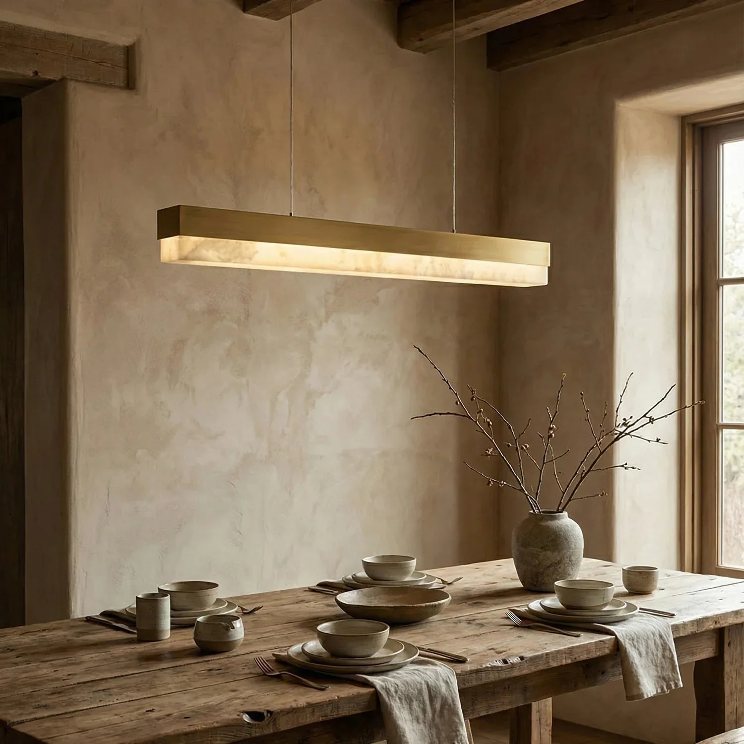 Linear Alabaster Pendant Light LED Kitchen Island Bar Fixture - Image 10