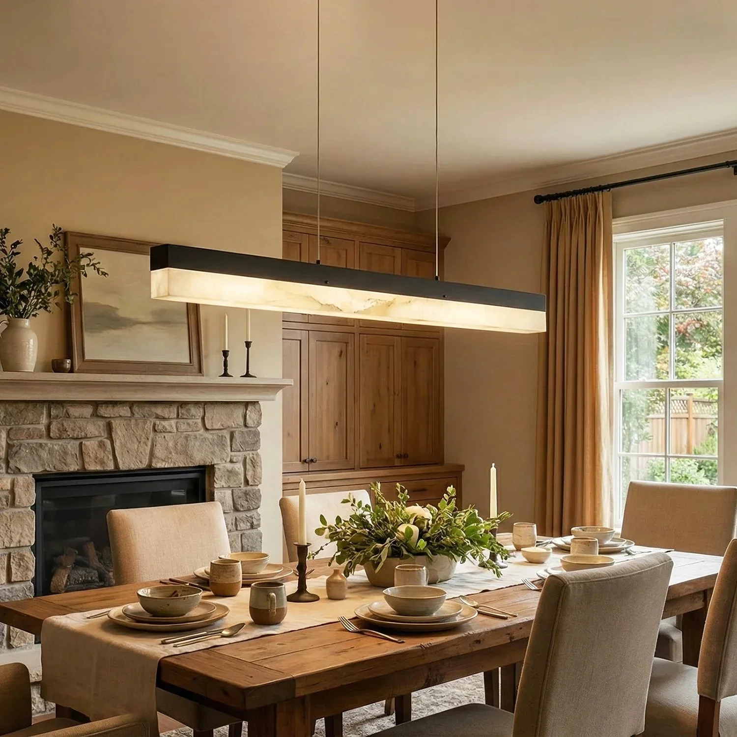 Linear Alabaster Pendant Light LED Kitchen Island Bar Fixture - Image 11
