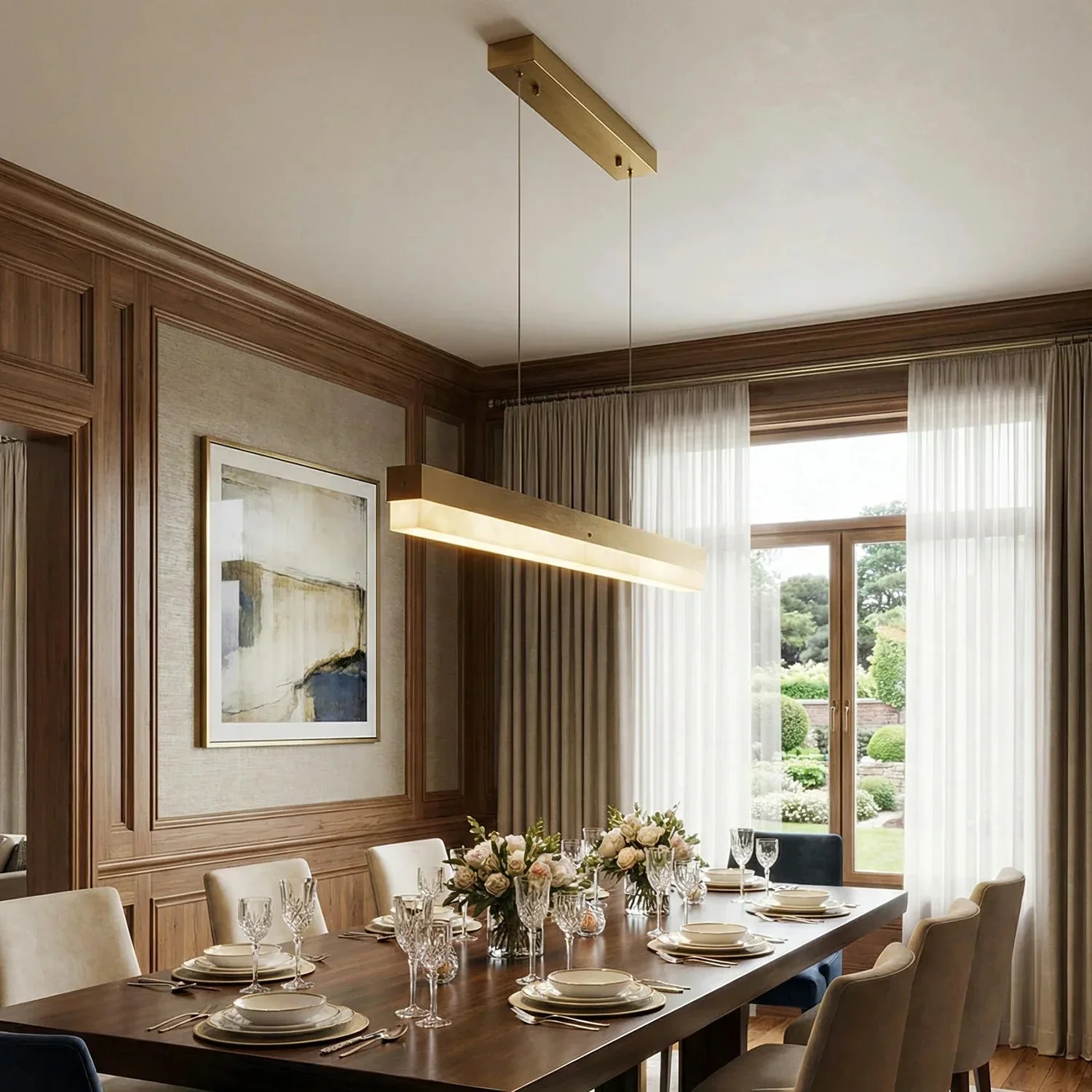 Linear Alabaster Pendant Light LED Kitchen Island Bar Fixture - Image 12