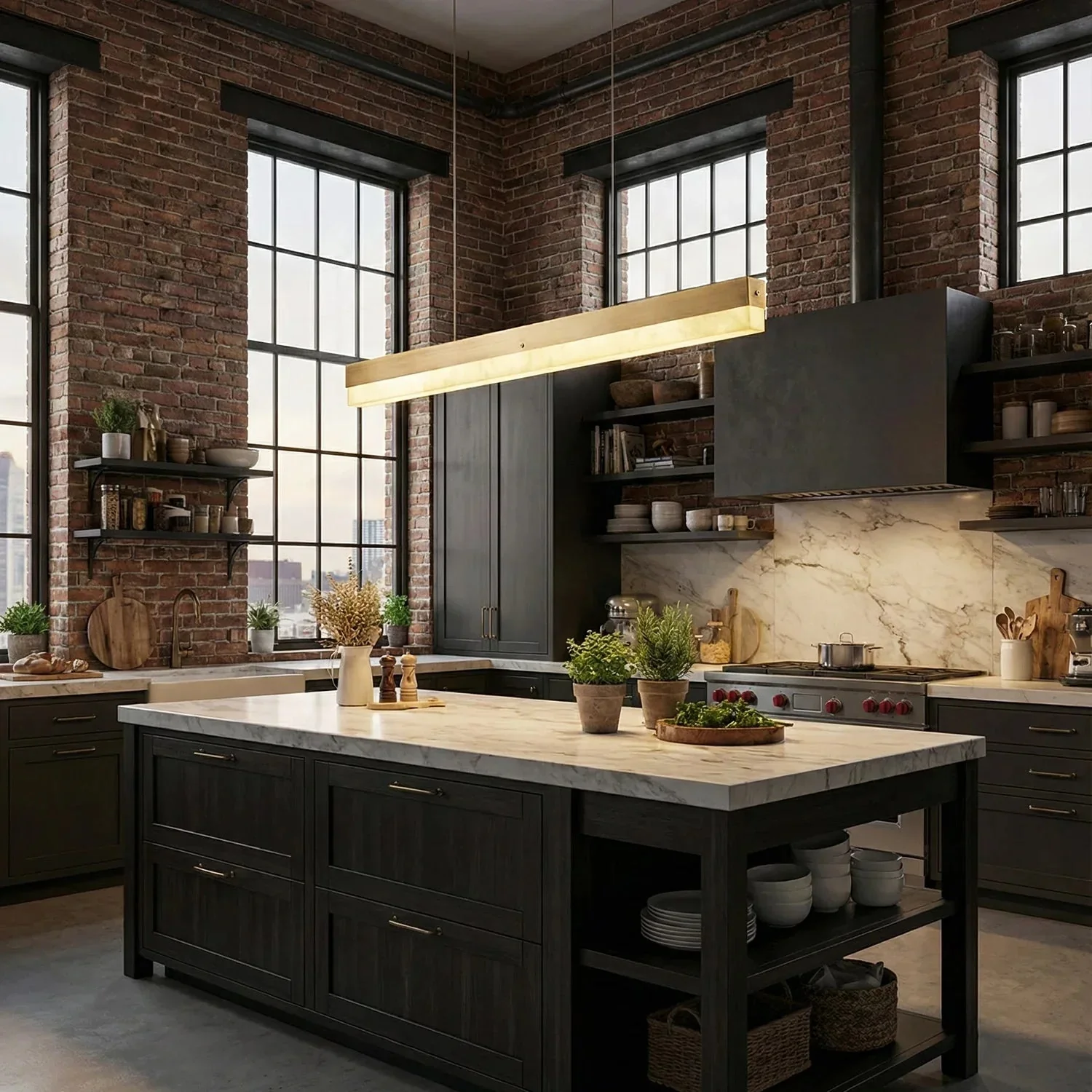 Linear Alabaster Pendant Light LED Kitchen Island Bar Fixture - Image 13