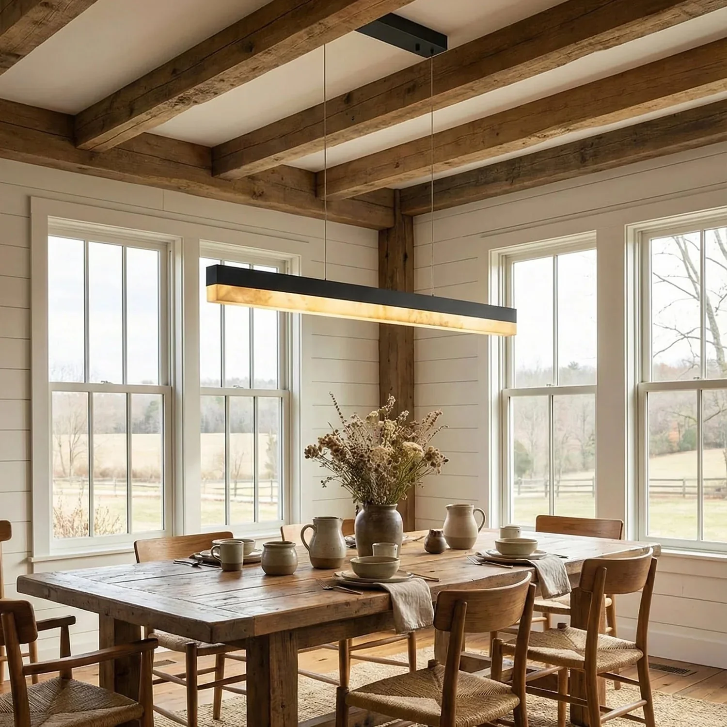 Linear Alabaster Pendant Light LED Kitchen Island Bar Fixture - Image 3