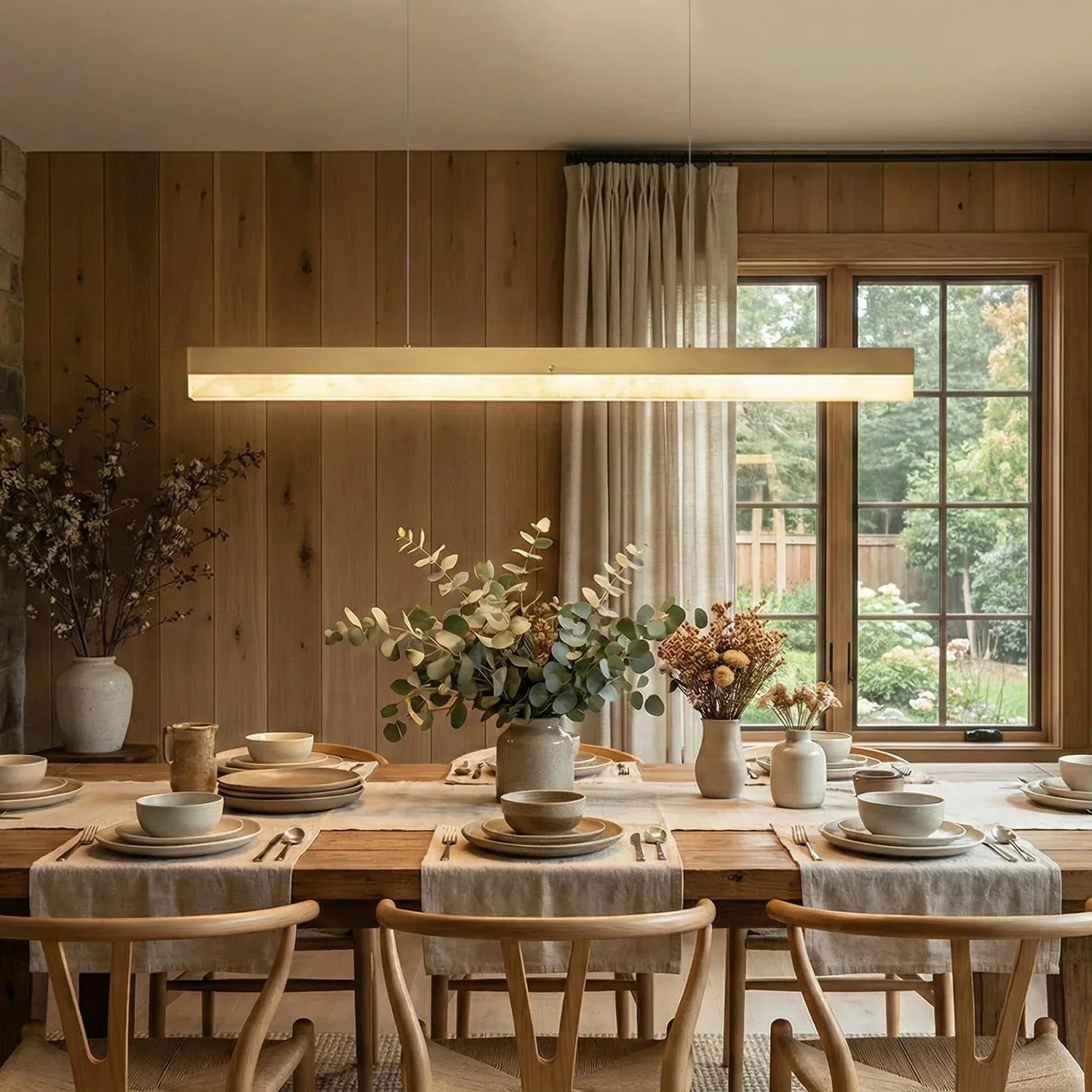 Linear Alabaster Pendant Light LED Kitchen Island Bar Fixture - Image 4