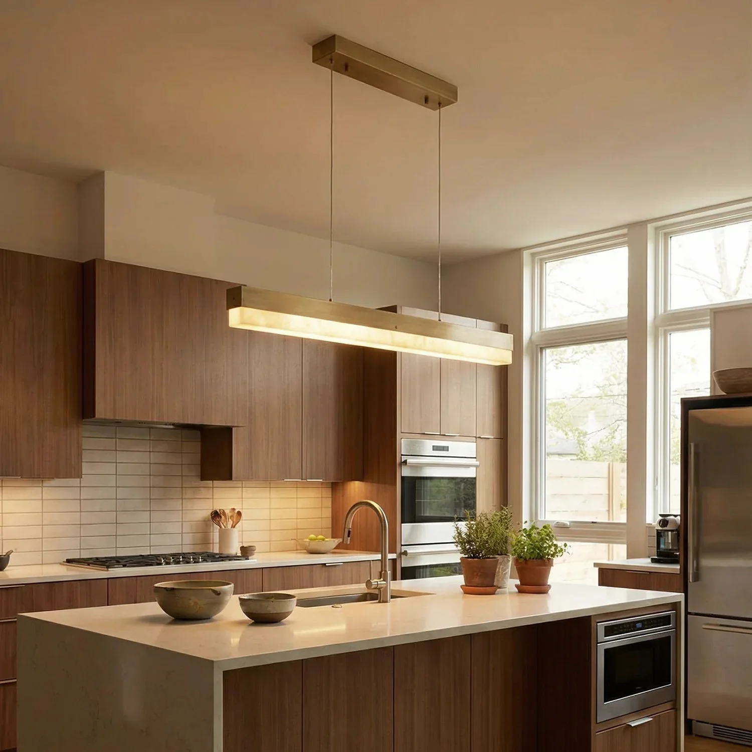 Linear Alabaster Pendant Light LED Kitchen Island Bar Fixture - Image 5