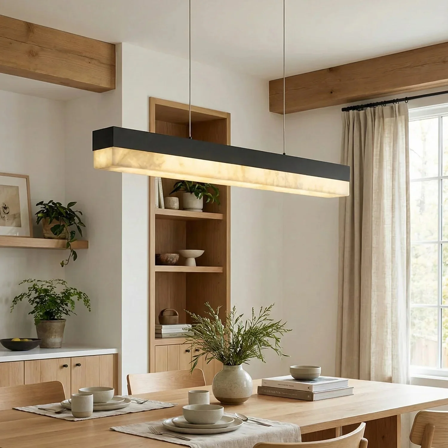 Linear Alabaster Pendant Light LED Kitchen Island Bar Fixture - Image 7