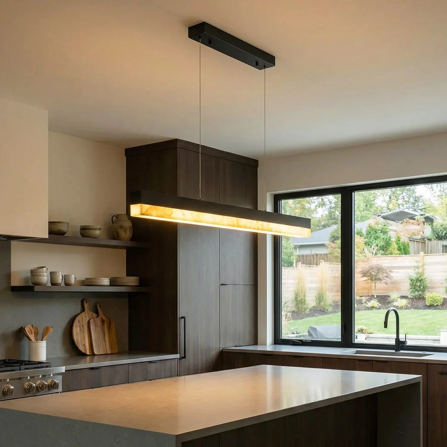 Linear Alabaster Pendant Light LED Kitchen Island Bar Fixture - Image 8