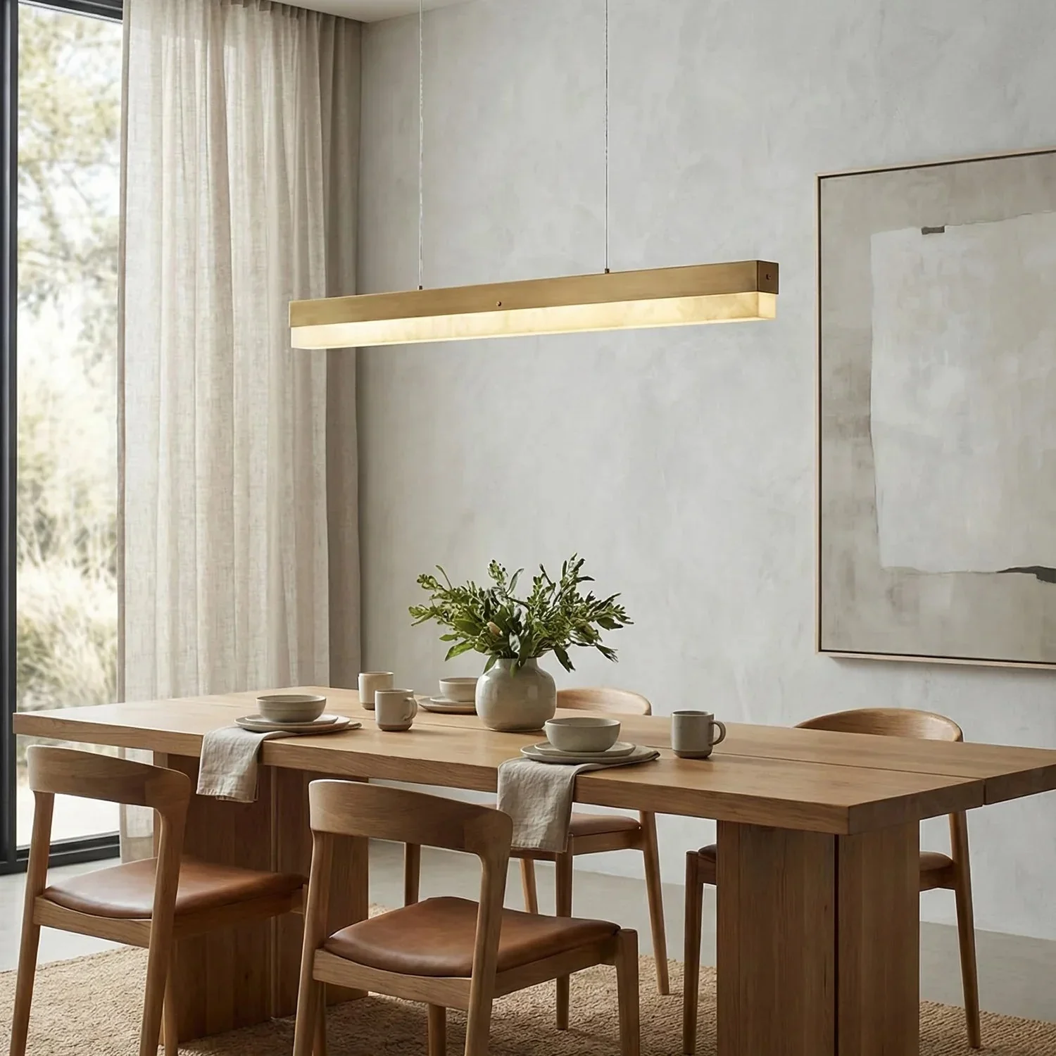 Linear Alabaster Pendant Light LED Kitchen Island Bar Fixture - Image 9