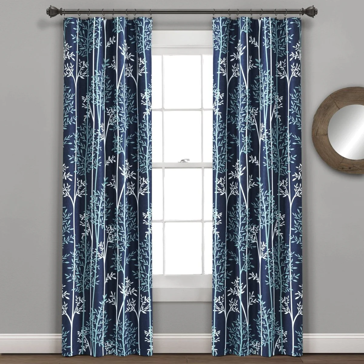 Linear Tree Insulated Rod Pocket Blackout Curtain Panel Set - Image 2