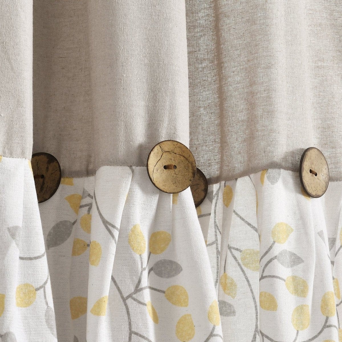 Linen Button Botanical Garden Window Curtain Panel - Image 13