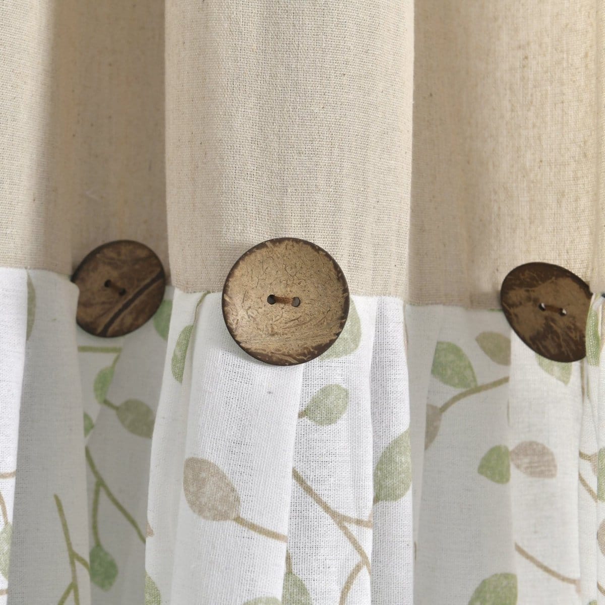 Linen Button Botanical Garden Window Curtain Panel - Image 9