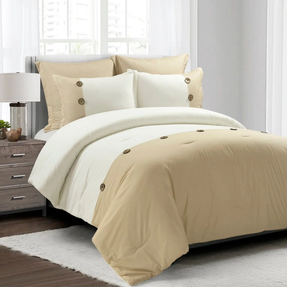 Linen Button Comforter 5 Piece Set - Image 12