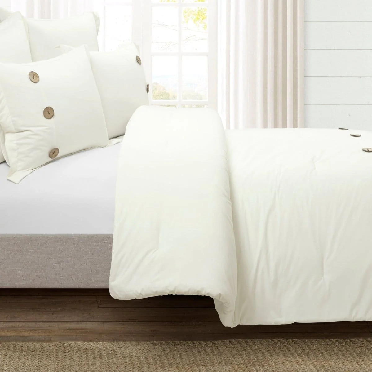 Linen Button Comforter 5 Piece Set - Image 3