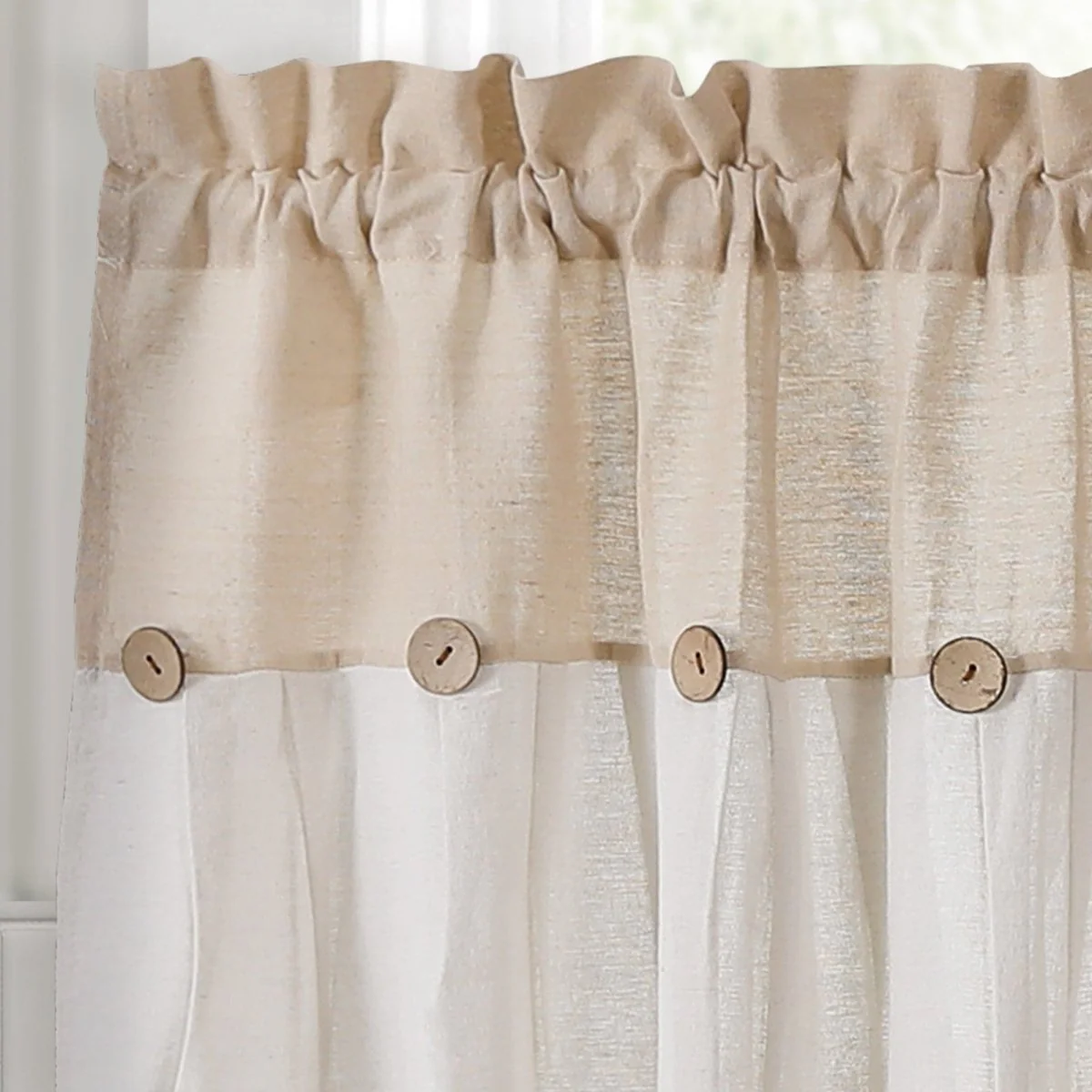 Linen Button Kitchen Window Tiers Set - Image 7