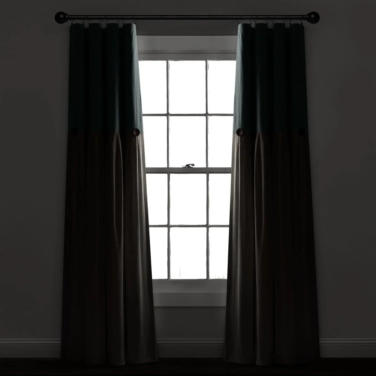 Linen Button Lined 100% Blackout Window Curtain Panel - Image 23