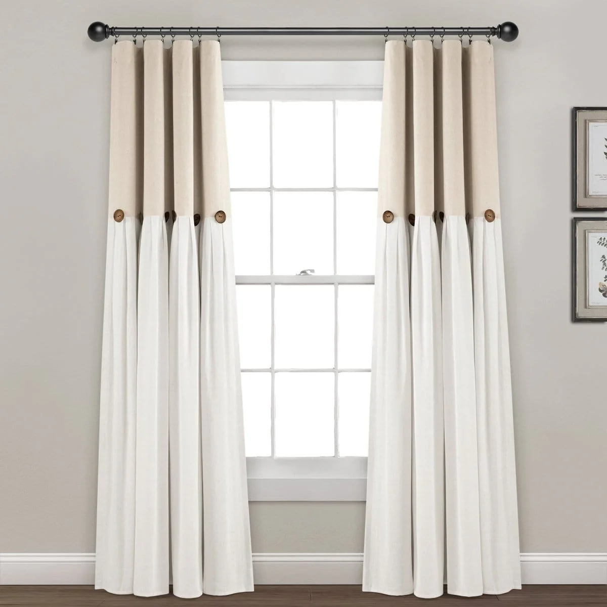 Linen Button Lined 100% Blackout Window Curtain Panel - Image 3