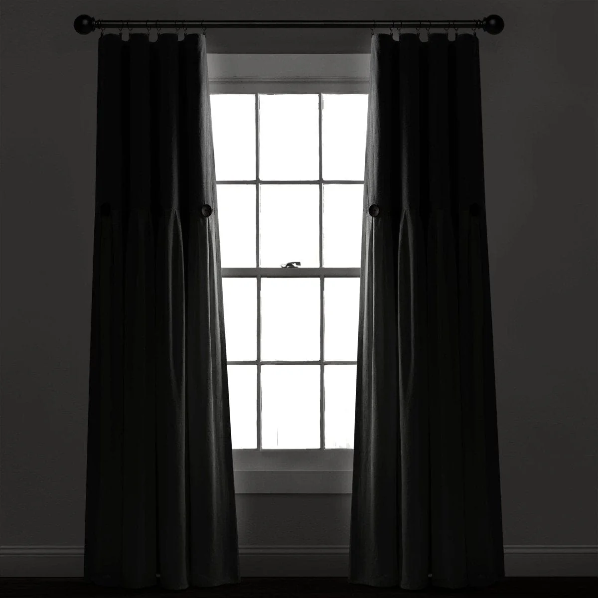 Linen Button Lined 100% Blackout Window Curtain Panel - Image 30