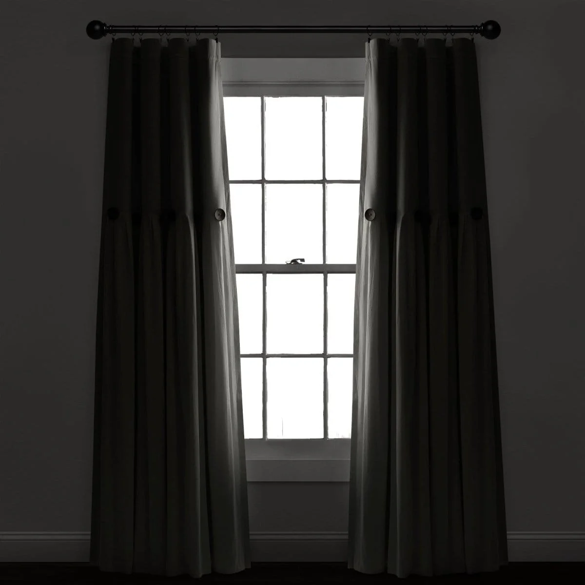Linen Button Lined 100% Blackout Window Curtain Panel - Image 37