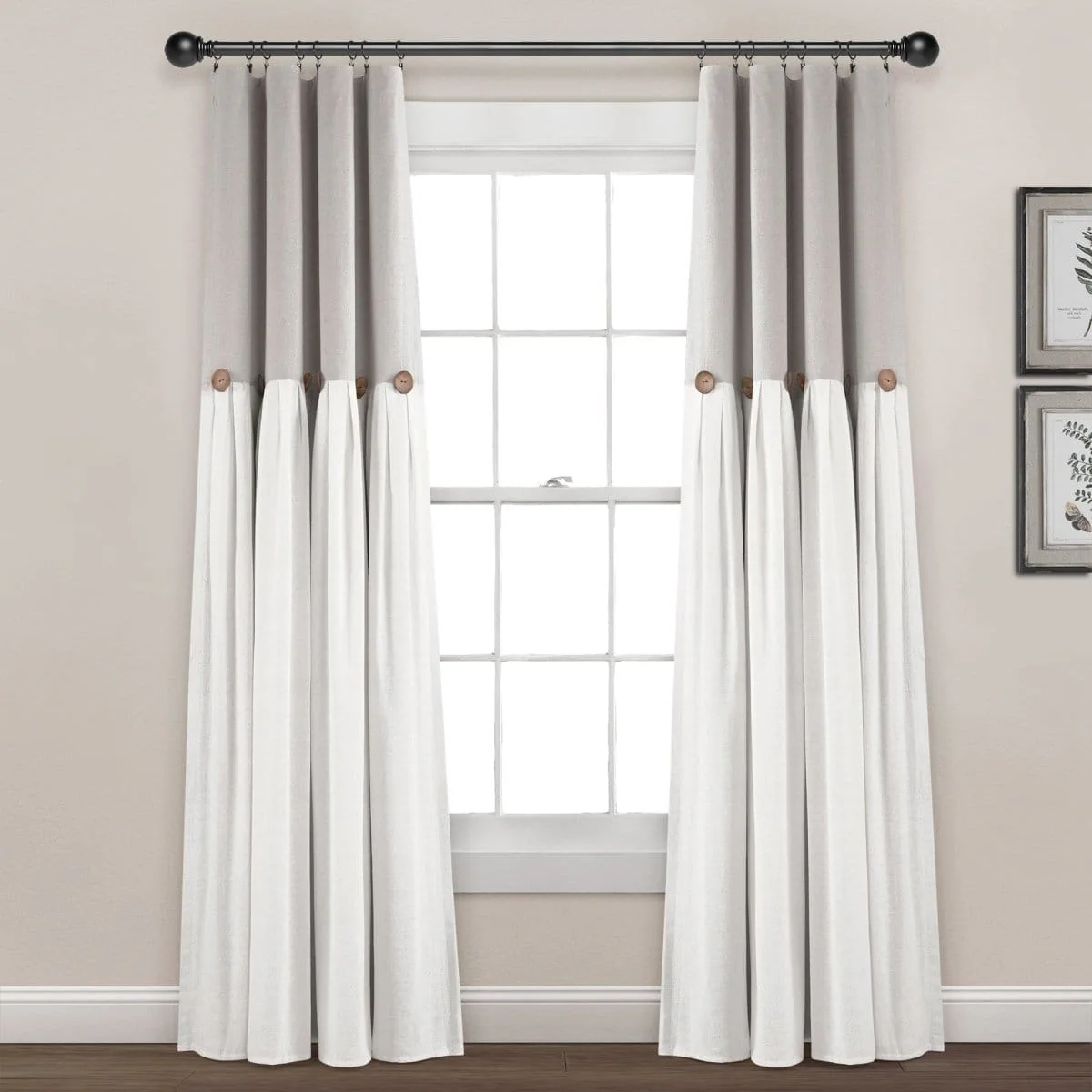 Linen Button Lined 100% Blackout Window Curtain Panel - Image 4